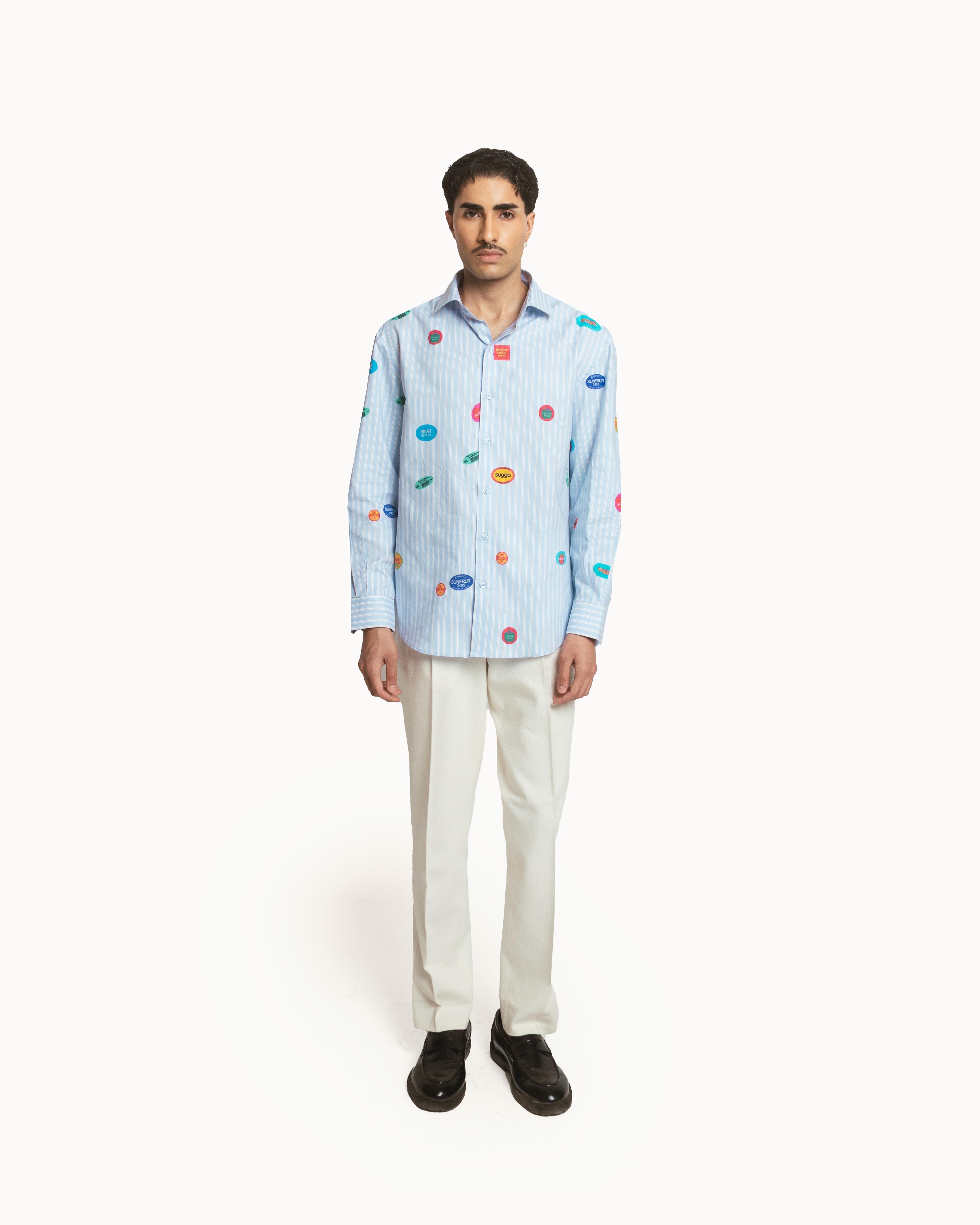 Fruit Sticker Shirt in Blue