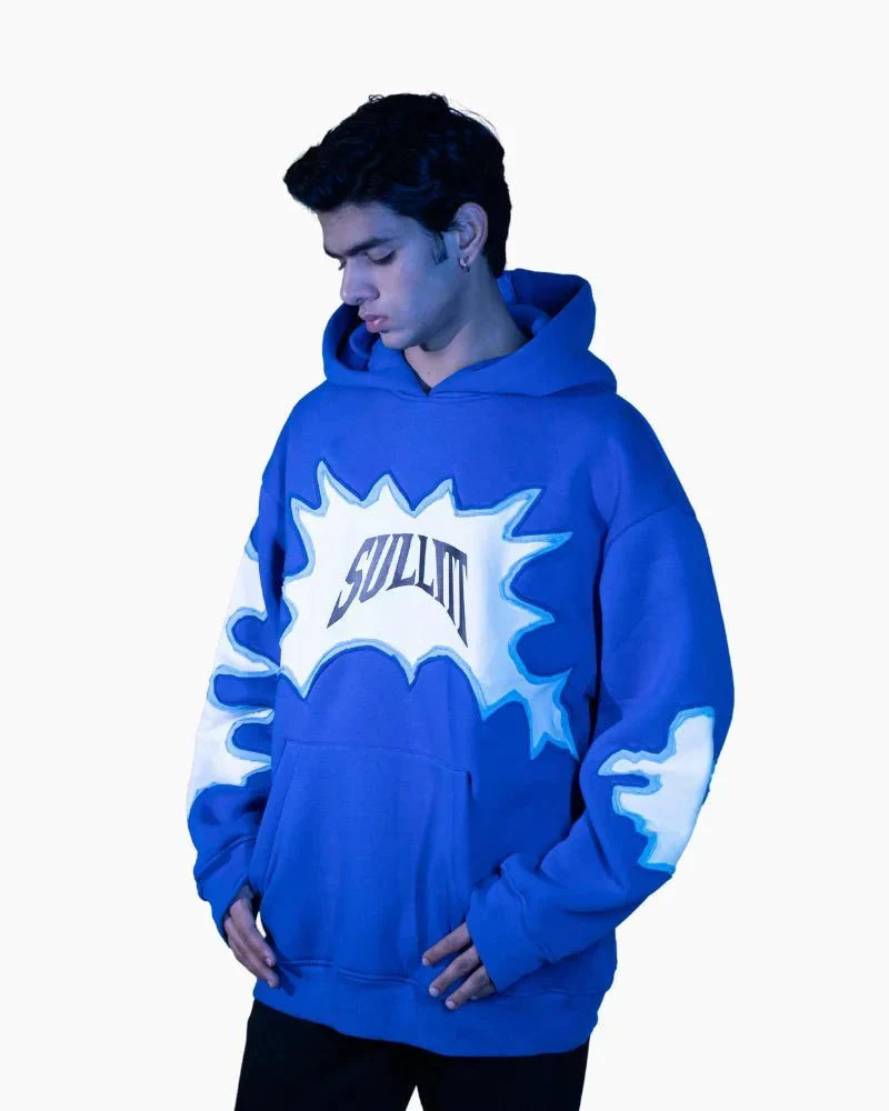 Sullitt TORN STICHED BLUE HOODIE
