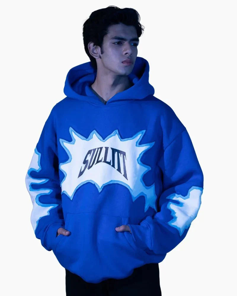 Sullitt TORN STICHED BLUE HOODIE