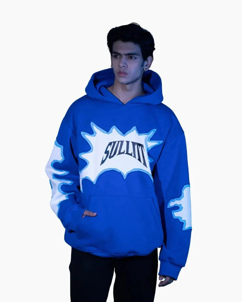 Sullitt TORN STICHED BLUE HOODIE