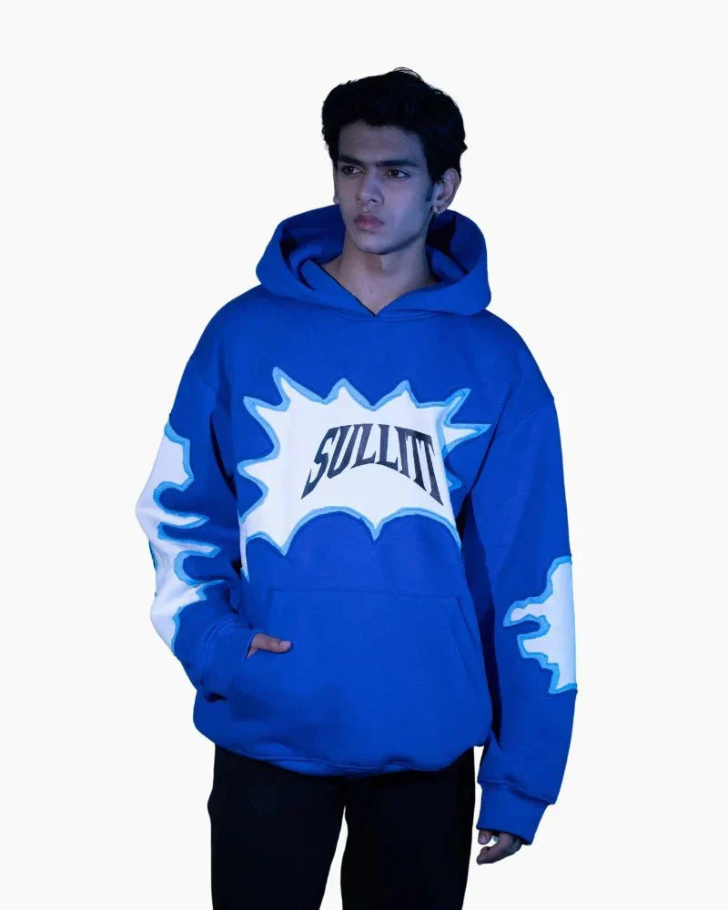 TORN STICHED BLUE HOODIE - SULLITT