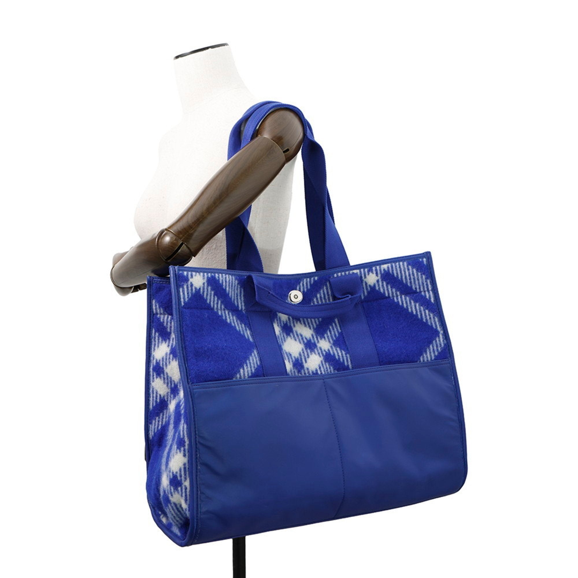 Burberry Wool Leather Tote Bag (Pre-Owned)