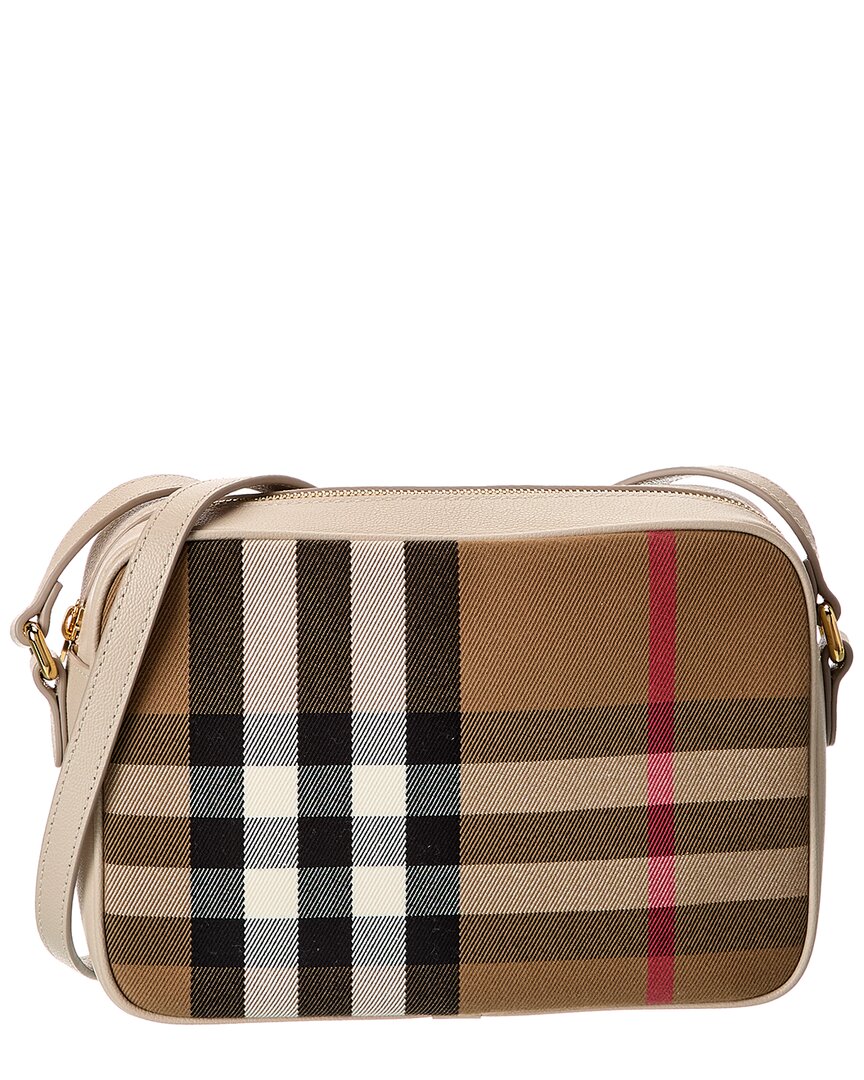 Burberry Check Canvas & Leather Shoulder Bag