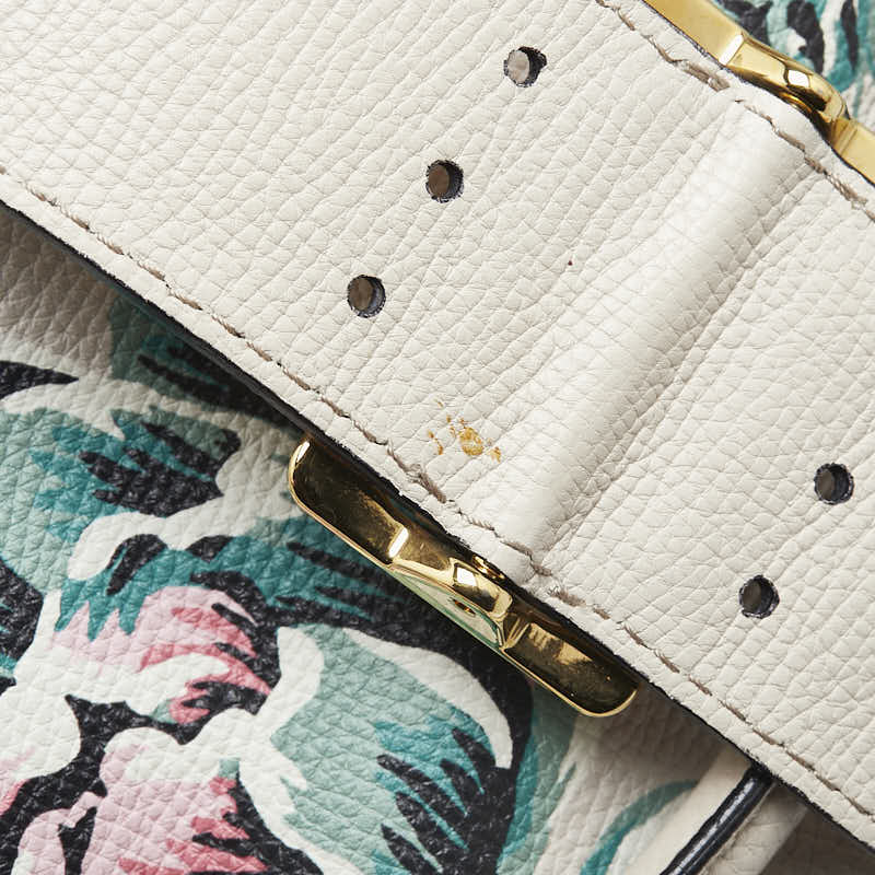 Burberry Leather Buckle Tote Floral Handbag