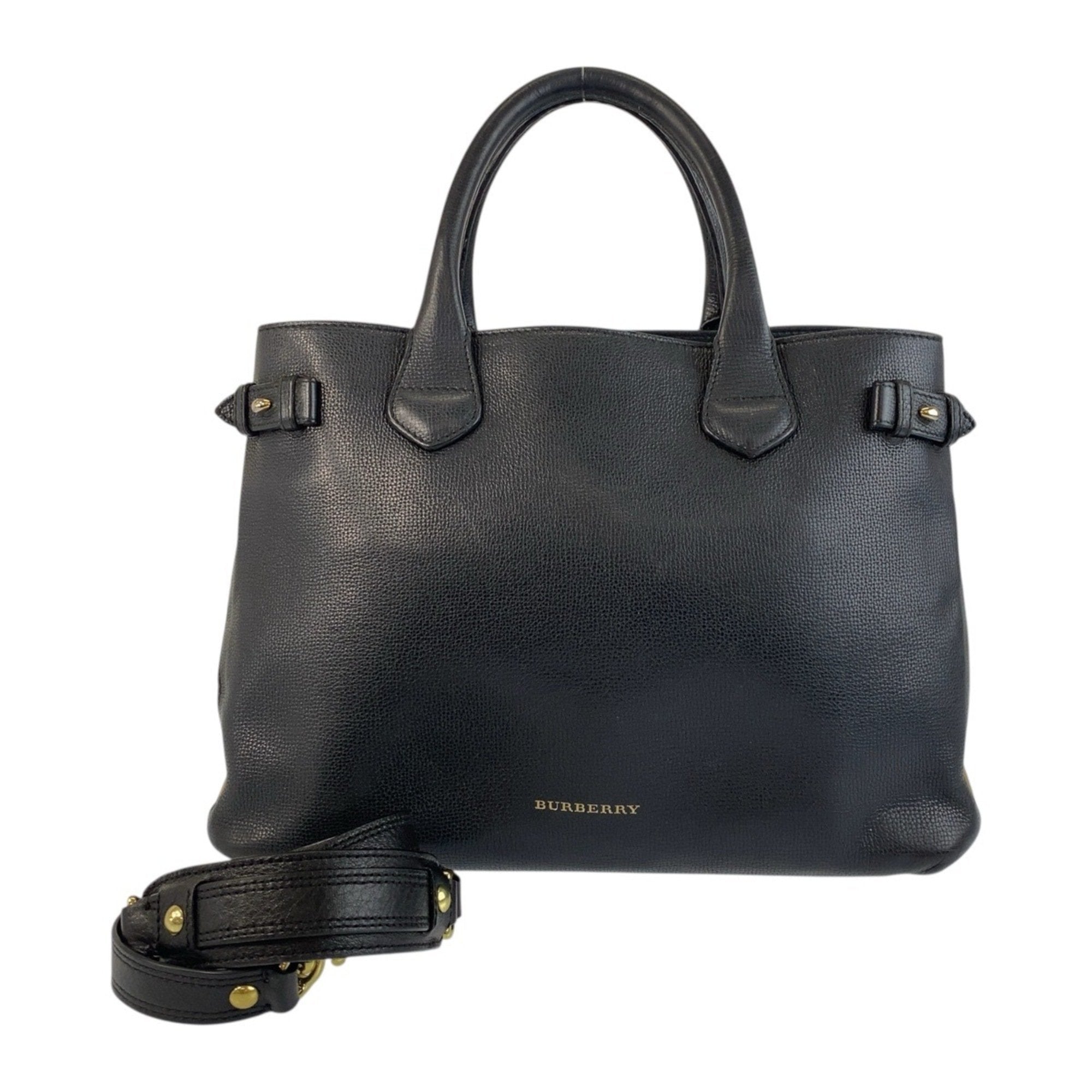 Burberry  Leather Canvas Shoulder Bag Tote Bag (Pre-Owned)