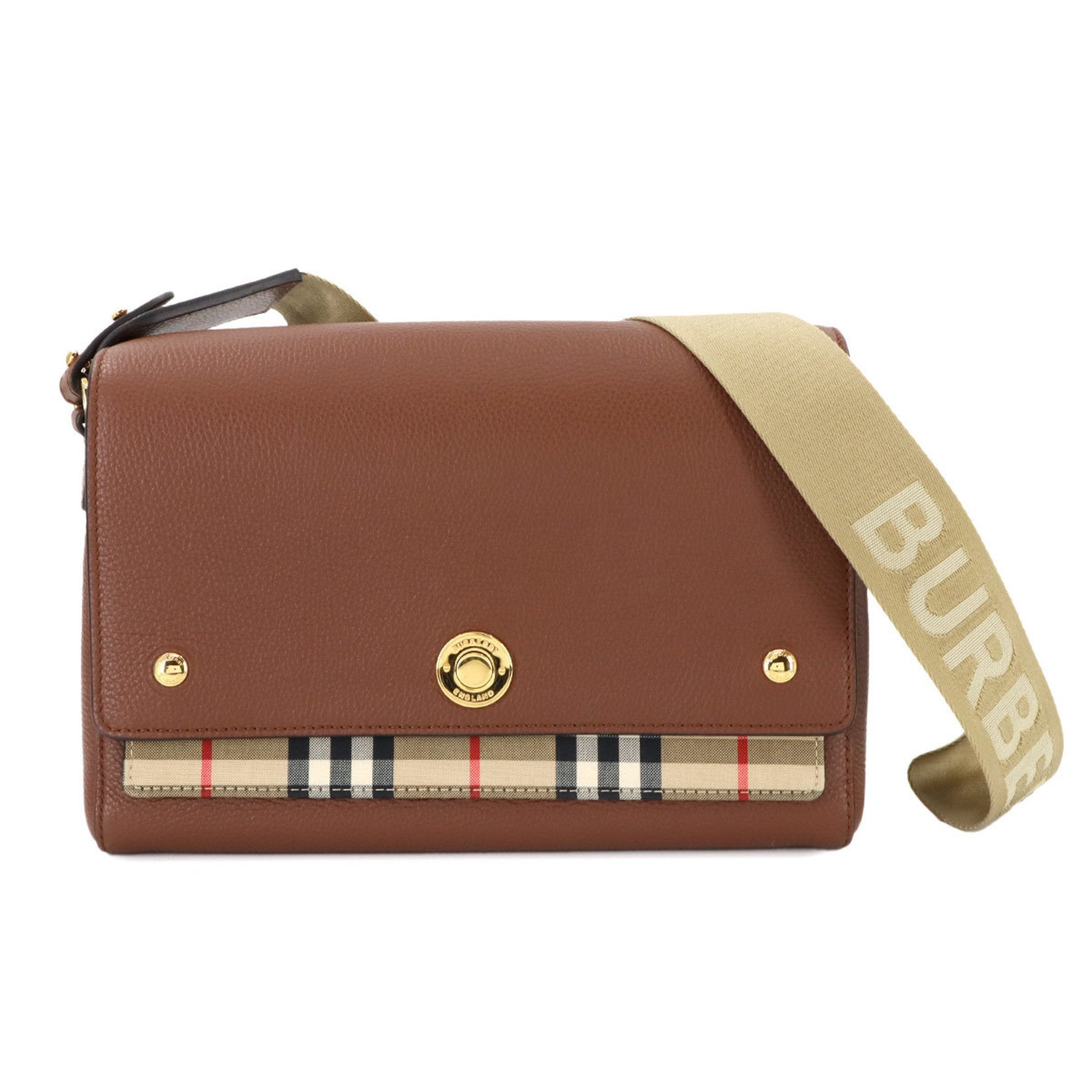 Burberry Leather Canvas Shoulder Bag (Pre-Owned)