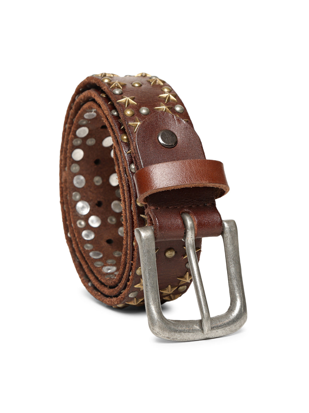 Brown Star Studded Belt For Women By Art N Vintage