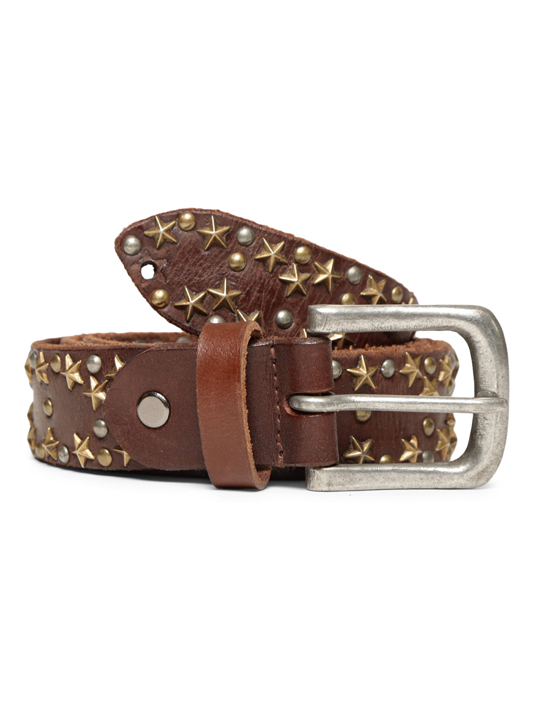 Brown Star Studded Belt For Women By Art N Vintage