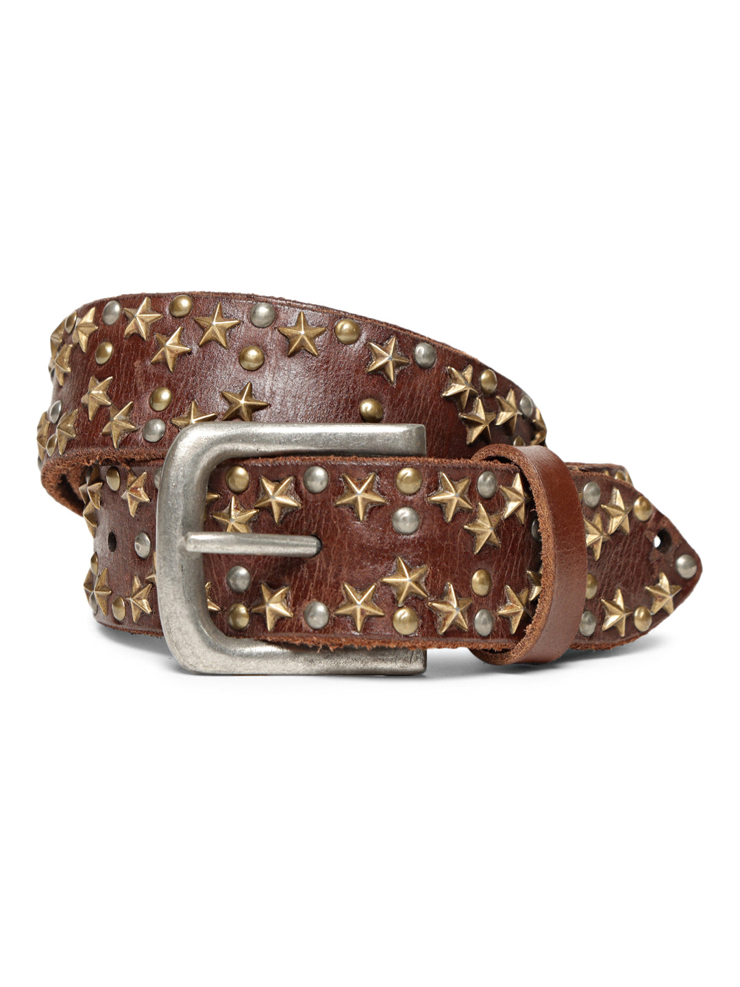 Brown Star Studded Belt For Women By Art N Vintage