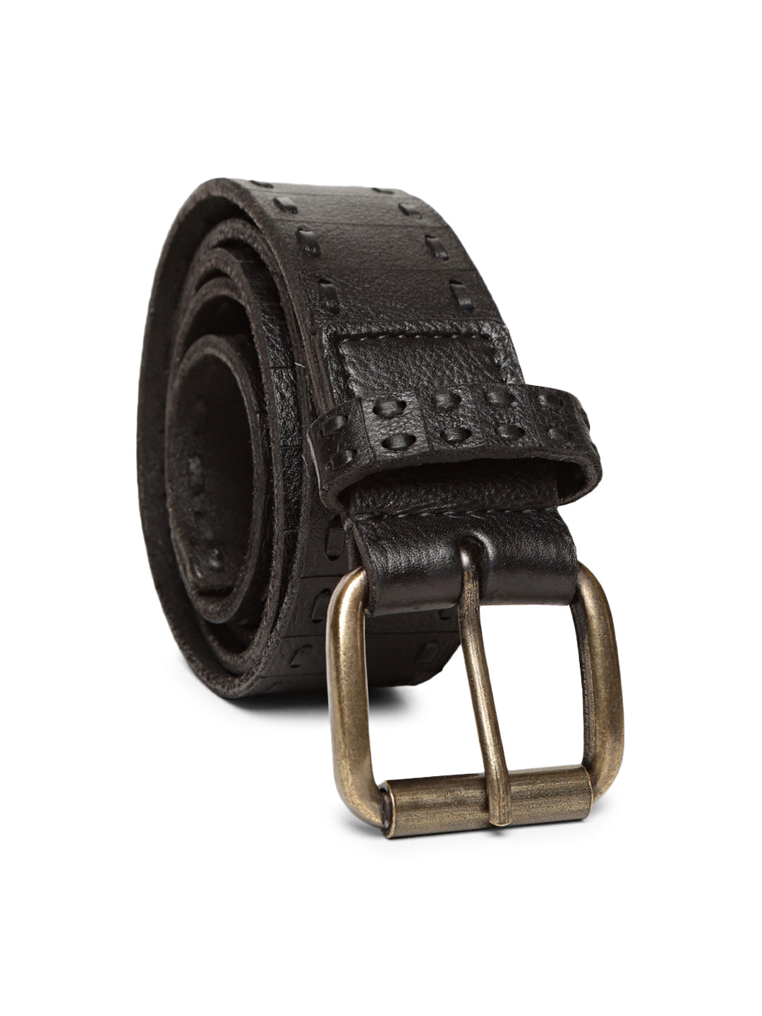 Black Genuine Leather Interlinked Weaving Technique Belt By Art N Vintage
