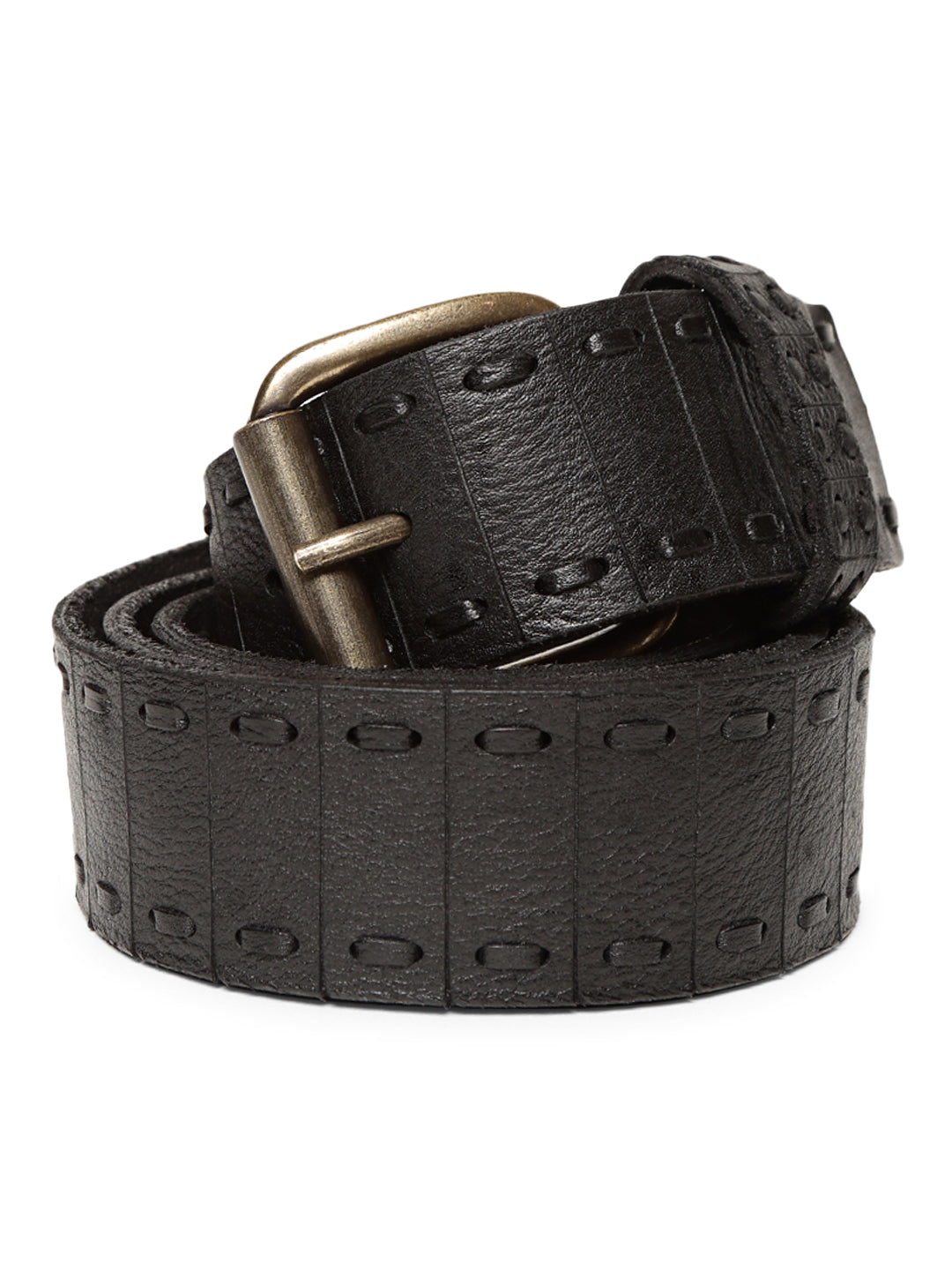 Black Genuine Leather Interlinked Weaving Technique Belt By Art N Vintage