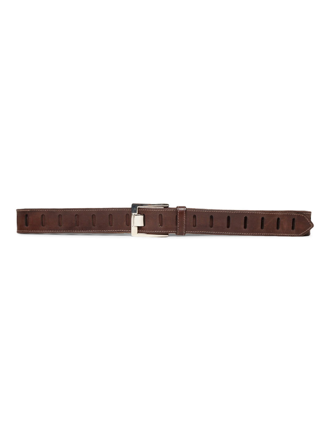 Brown Leather Laser-Cut Design Men's Belt by Art N Vintage