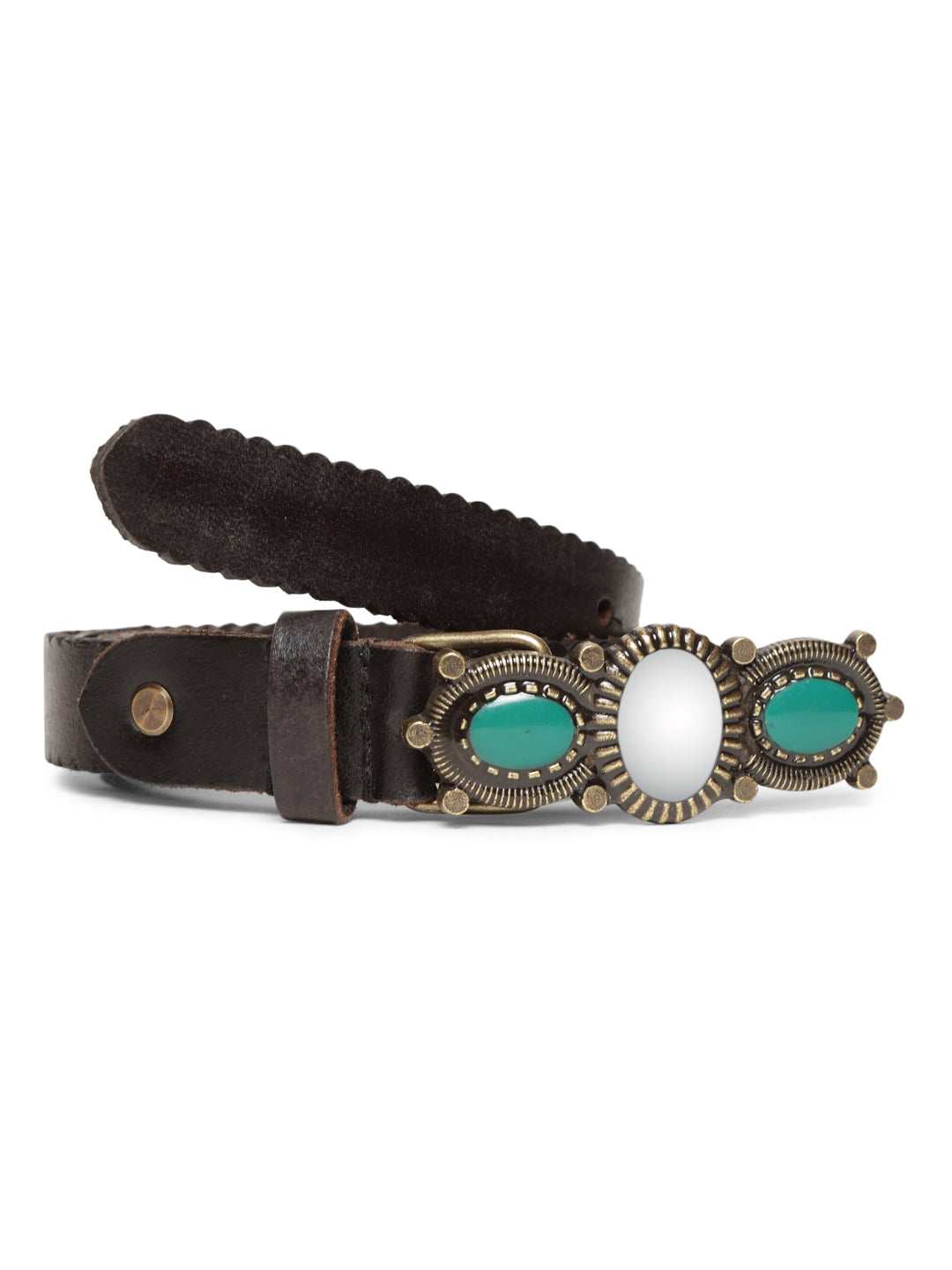 Black Women Embellished Leather Belt by Art N Vintage