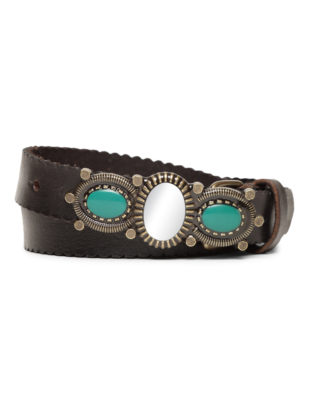 Black Women Embellished Leather Belt by Art N Vintage