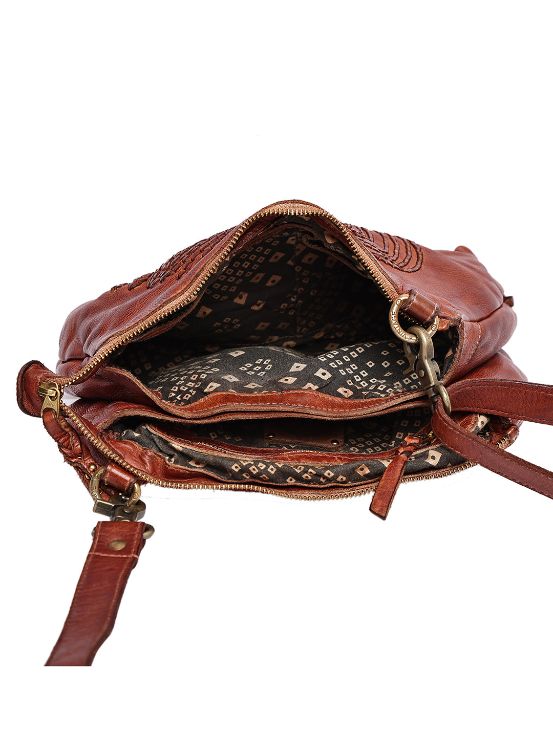 Art N Vintage Handcrafted Cognac Leather Crossbody Sling Bag