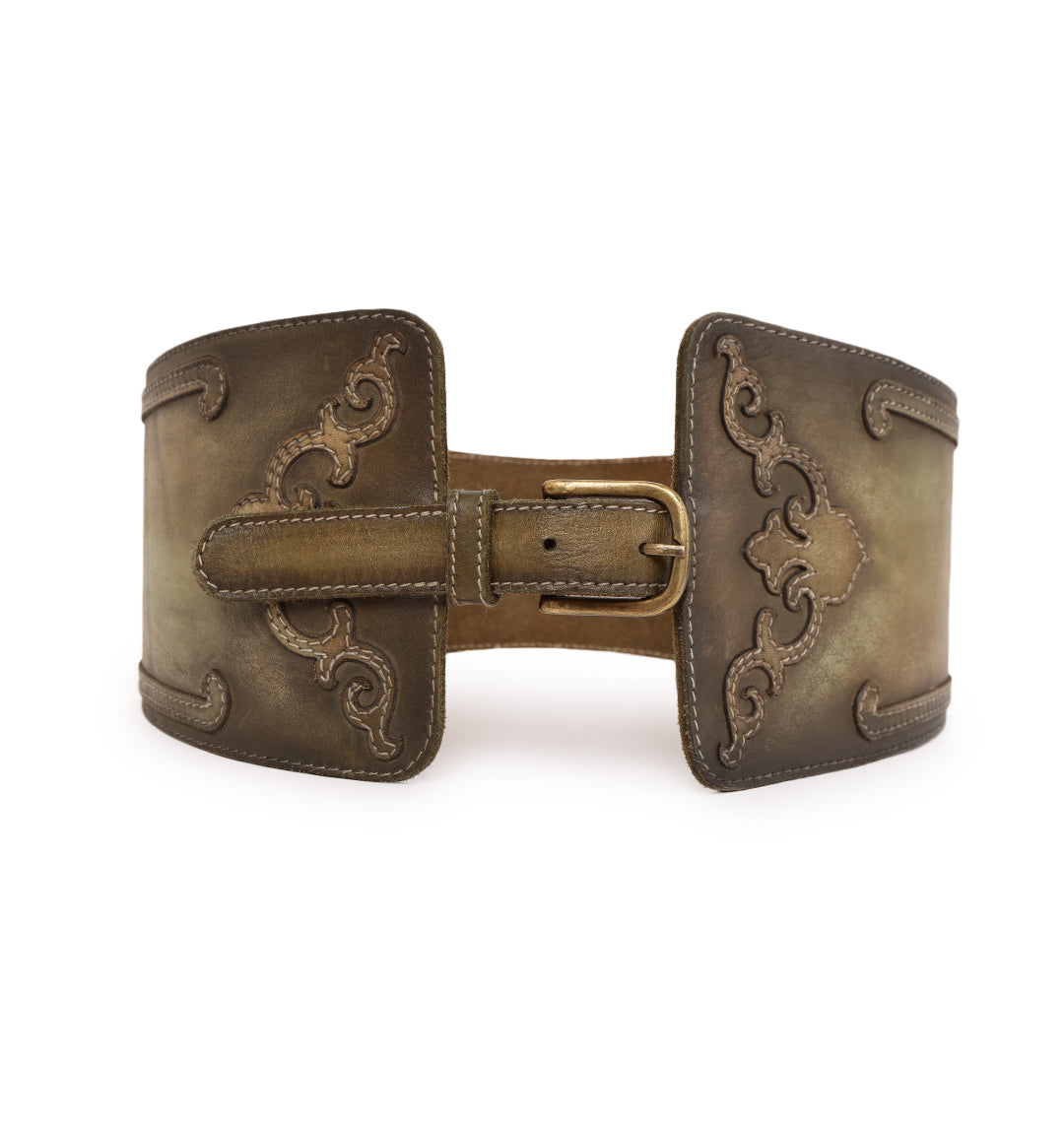 Olive Womens Genuine Leather Belt by Art N Vintage