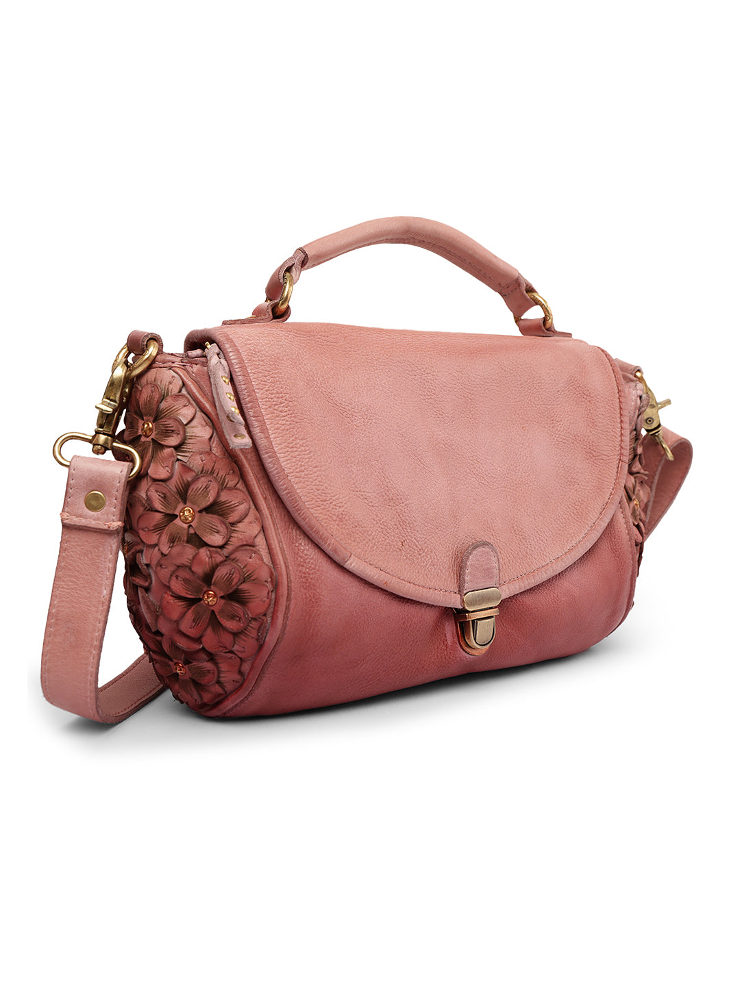 Azure Aster Elegance: Blue Leather Crossbody for Effortless Style