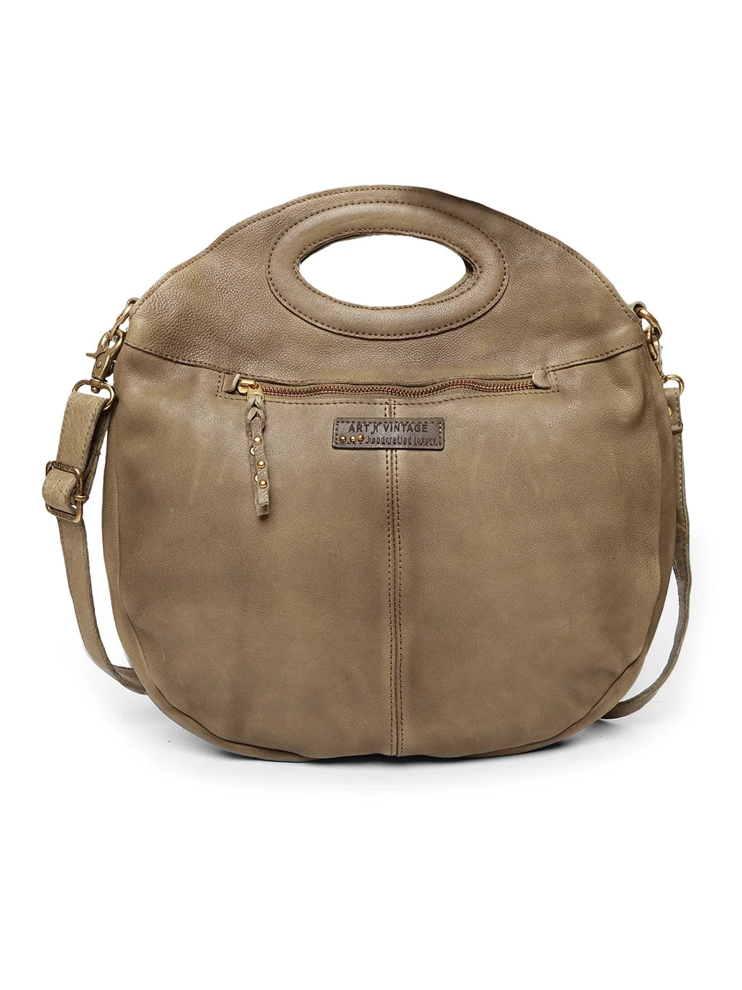 Art N Vintage Glory:  Beige Leather Crossbody & handbag