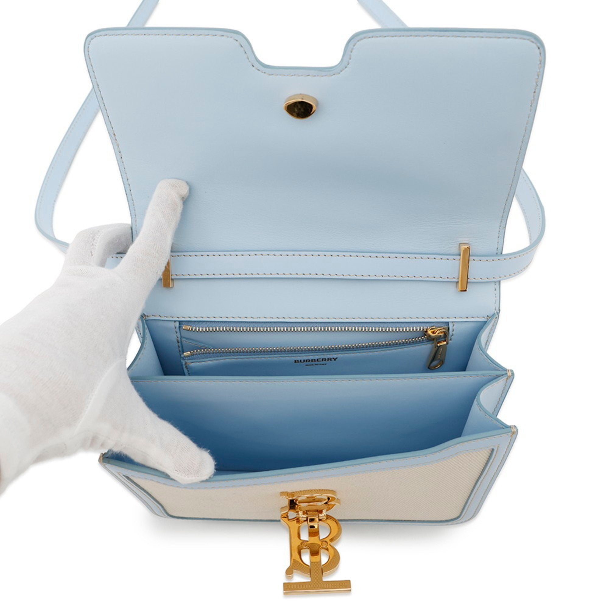 Burberry blue Canvas Leather Shoulder Bag (Pre-Owned)