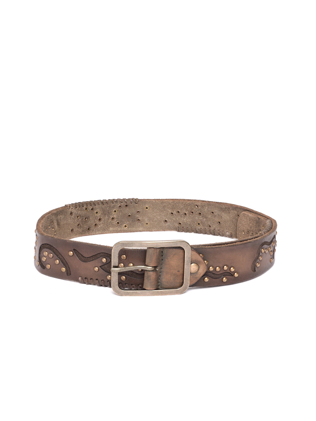 BROWN Mens Classic Olive Leather Belt by Art N Vintage