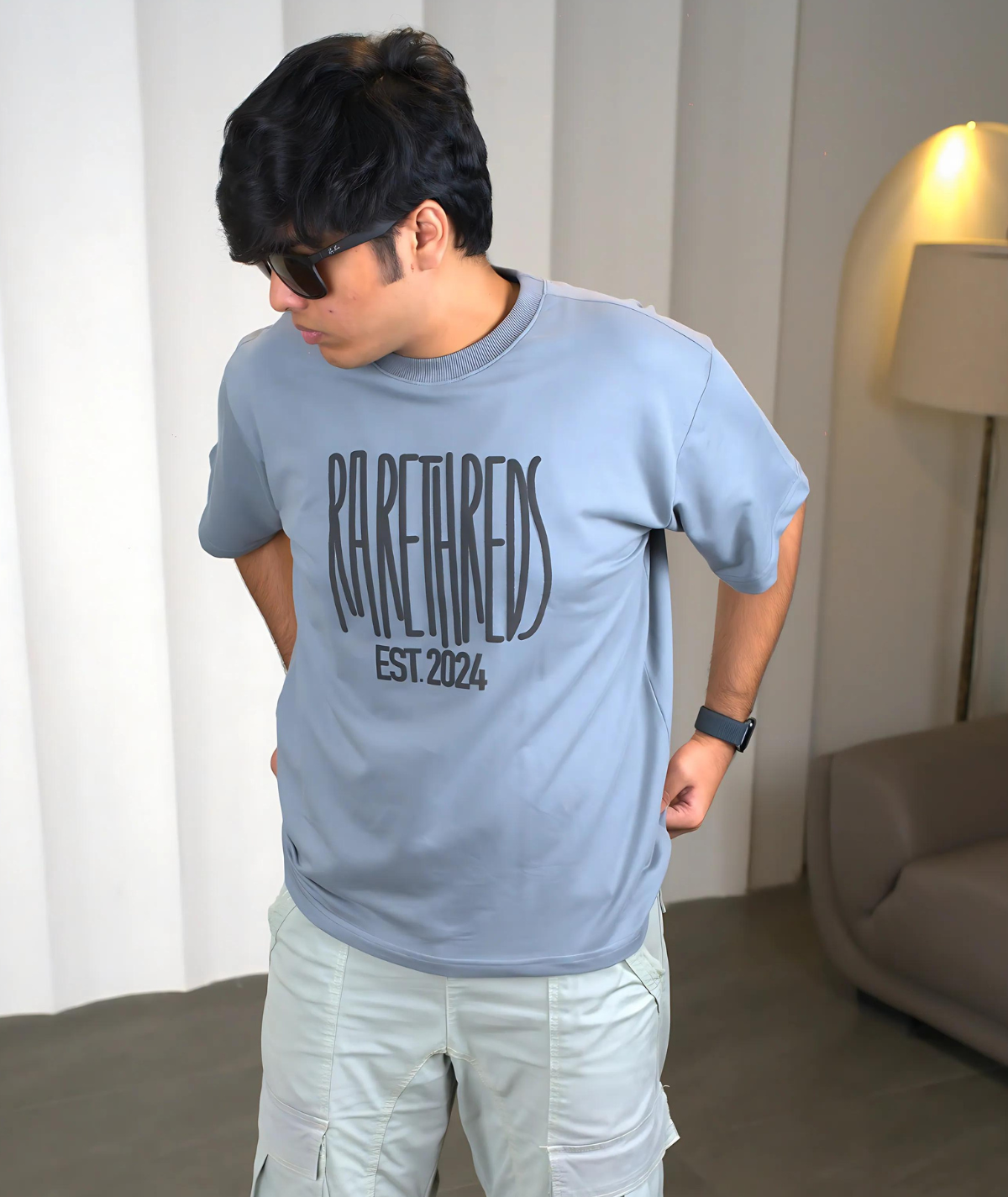 Grey Oversized Round Neck T-shirt