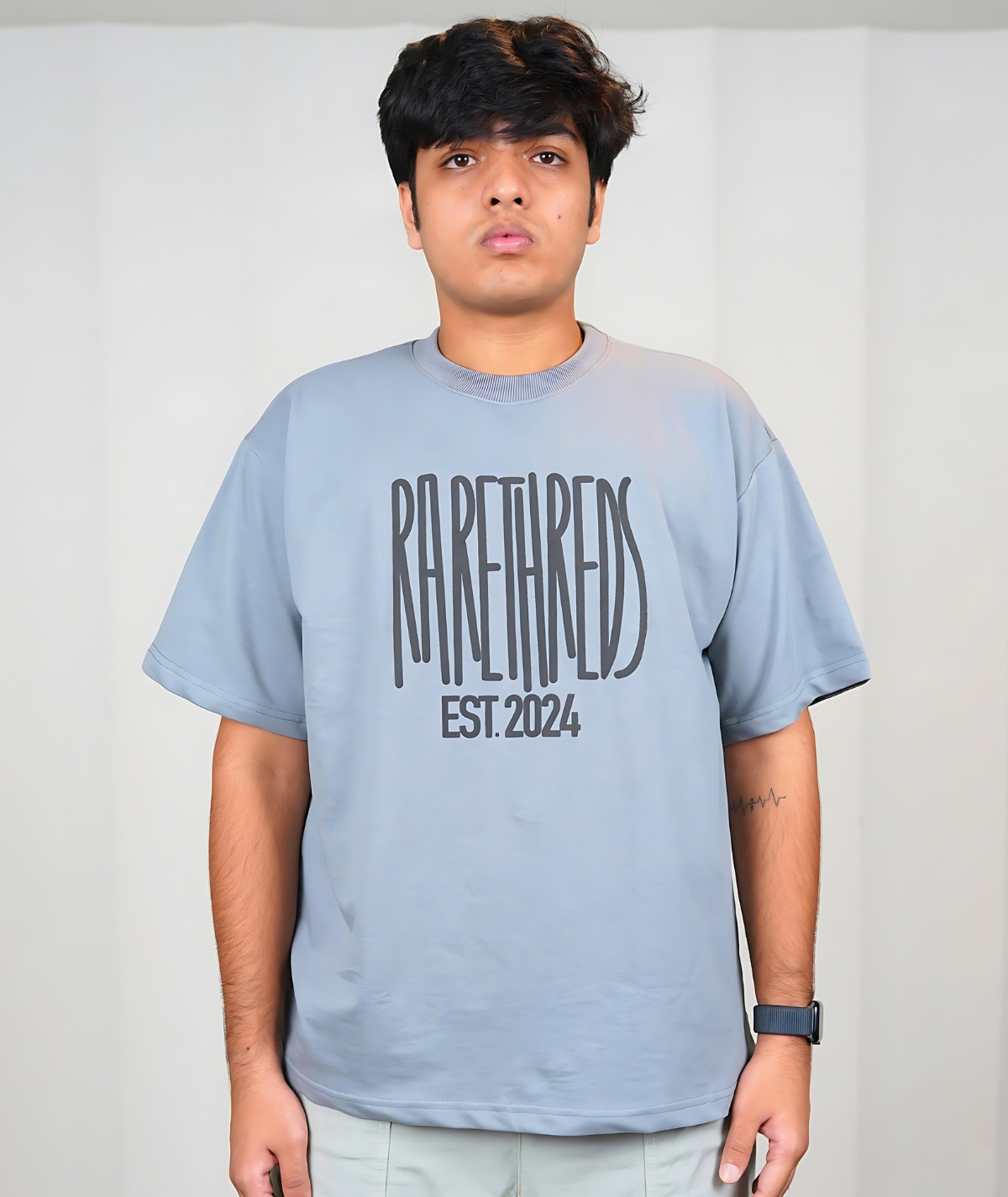 Grey Oversized Round Neck T-shirt