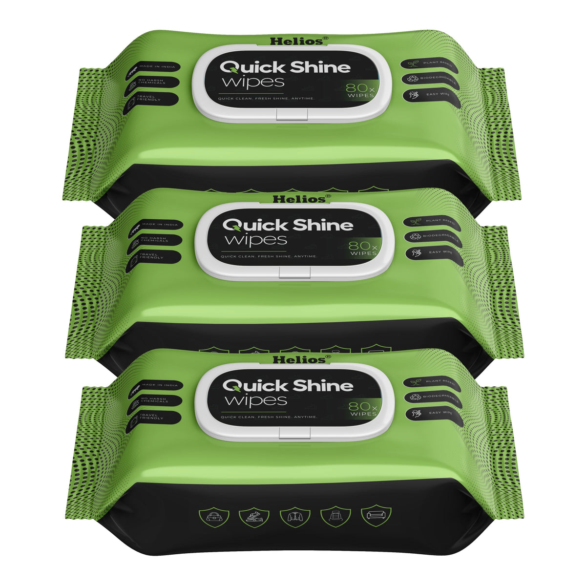 Helios Quick Shine Shoe Wipes Pack of 80