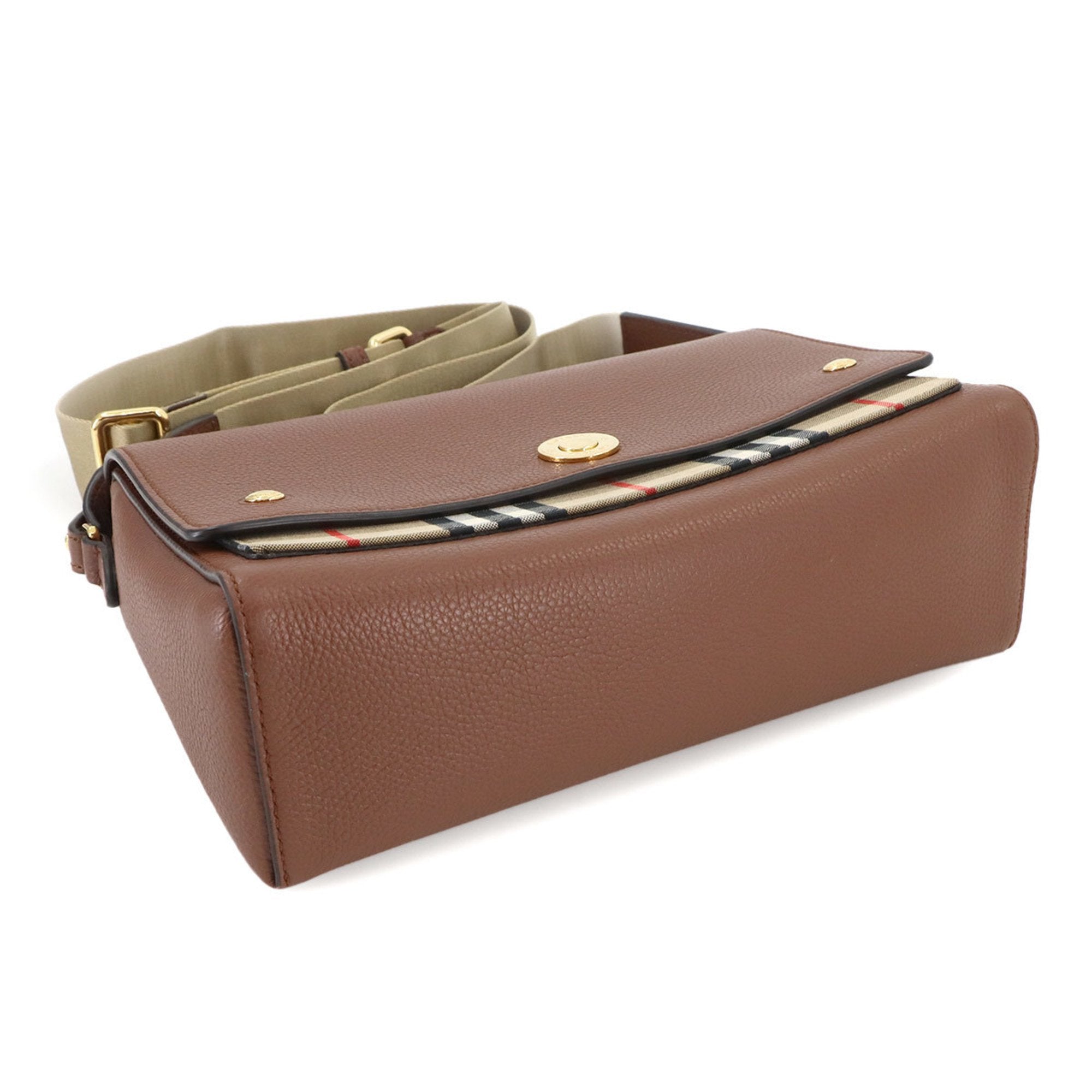 Burberry Leather Canvas Shoulder Bag (Pre-Owned)