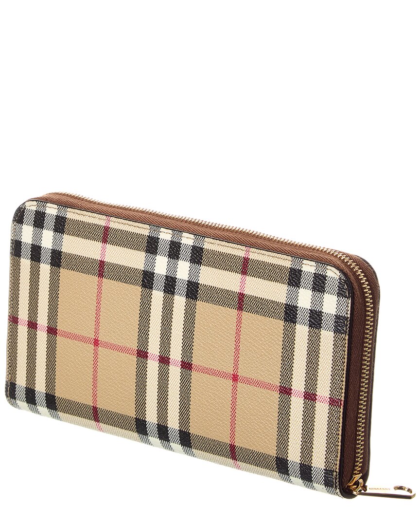 Burberry Check E-Canvas Zip Around Wallet