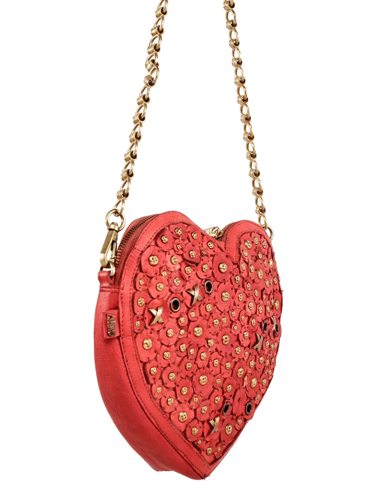 Red Heart Shaped Leather Handbag by Art N Vintage
