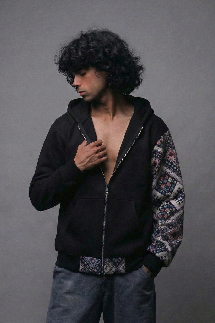 Sullitt One Sleeve Jacquard Hoodie