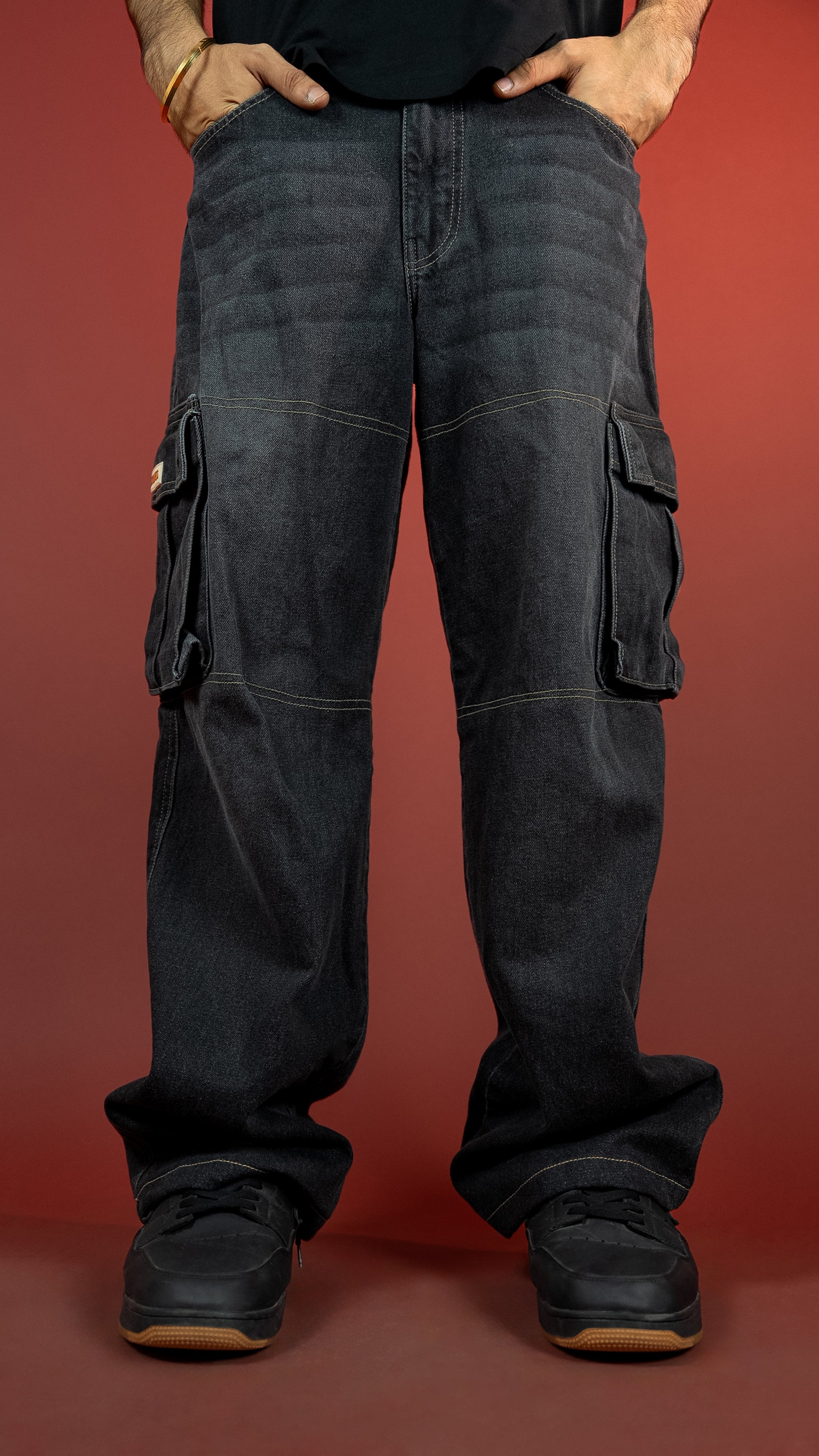 BLACK DENIM MEN'S CARGO