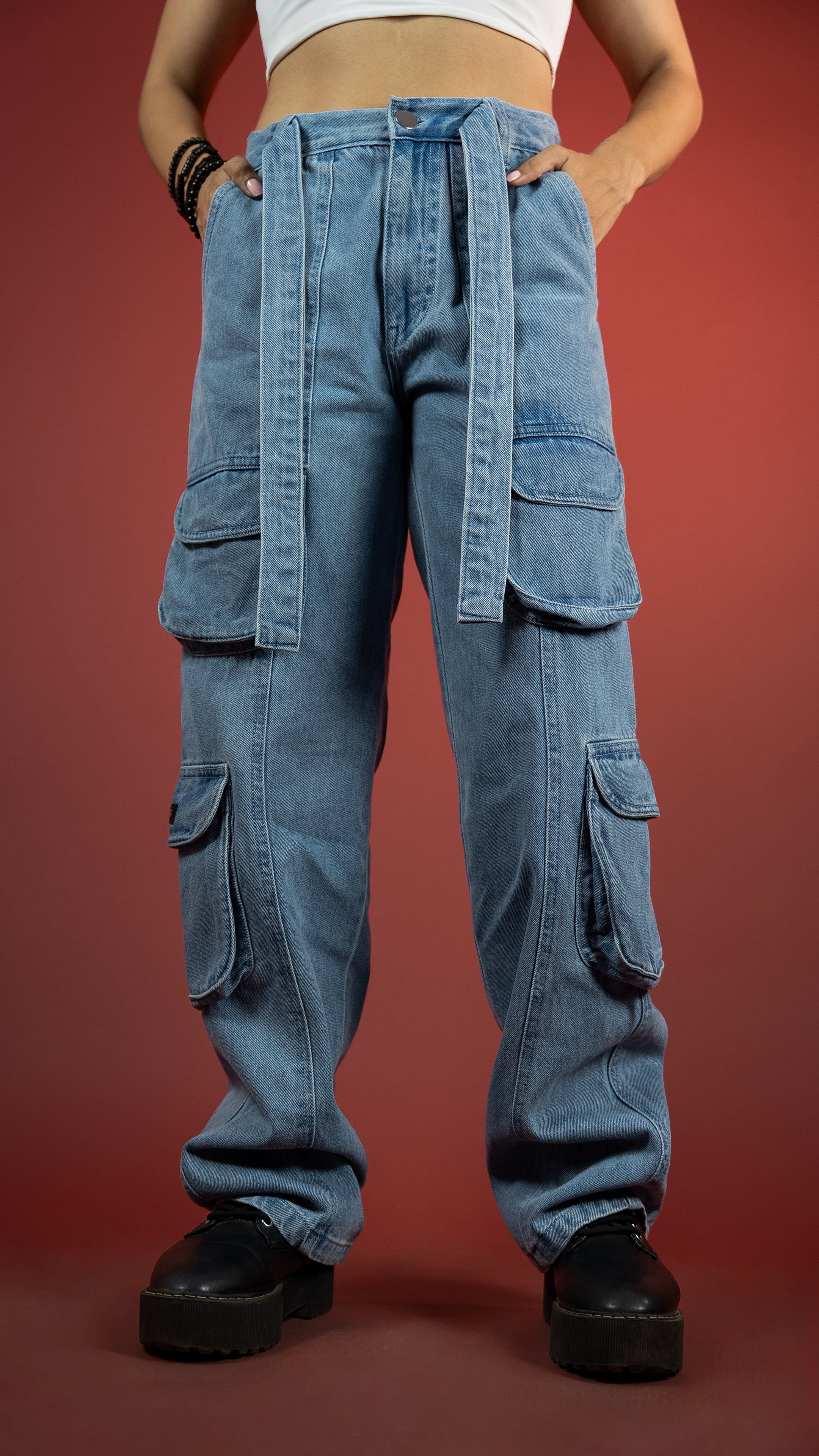 BLUE DENIM WOMEN'S CARGO