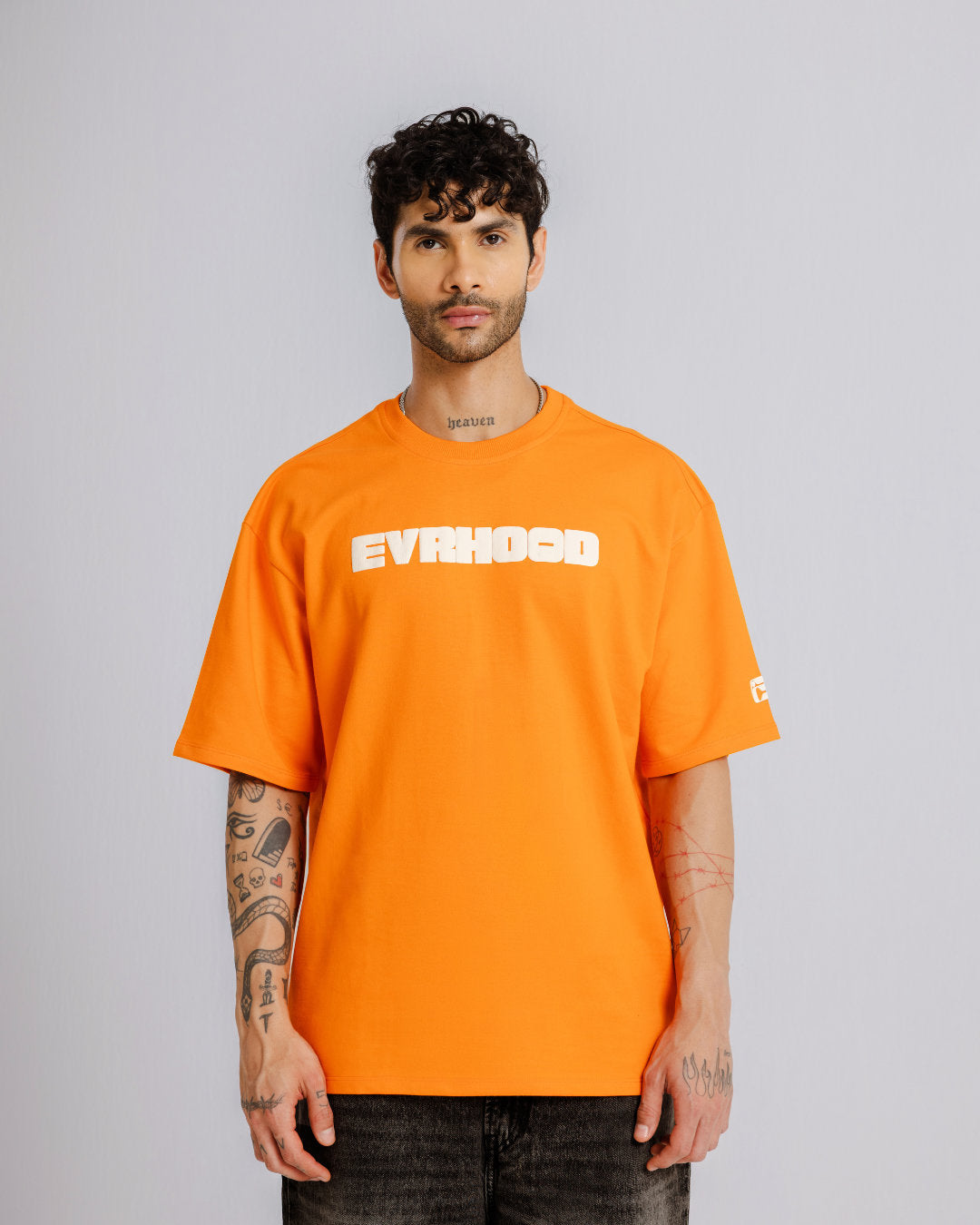 Run or Burn - Orange - Evrhood oversized graphic t-shirt