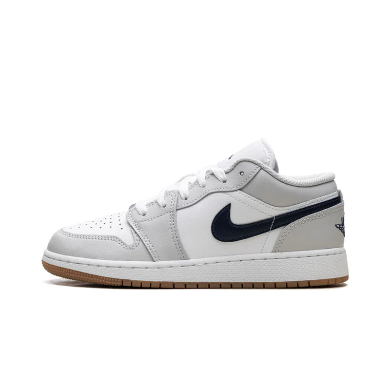 Air Jordan 1 Low White Neutral Grey Gum Midnight Navy (GS)