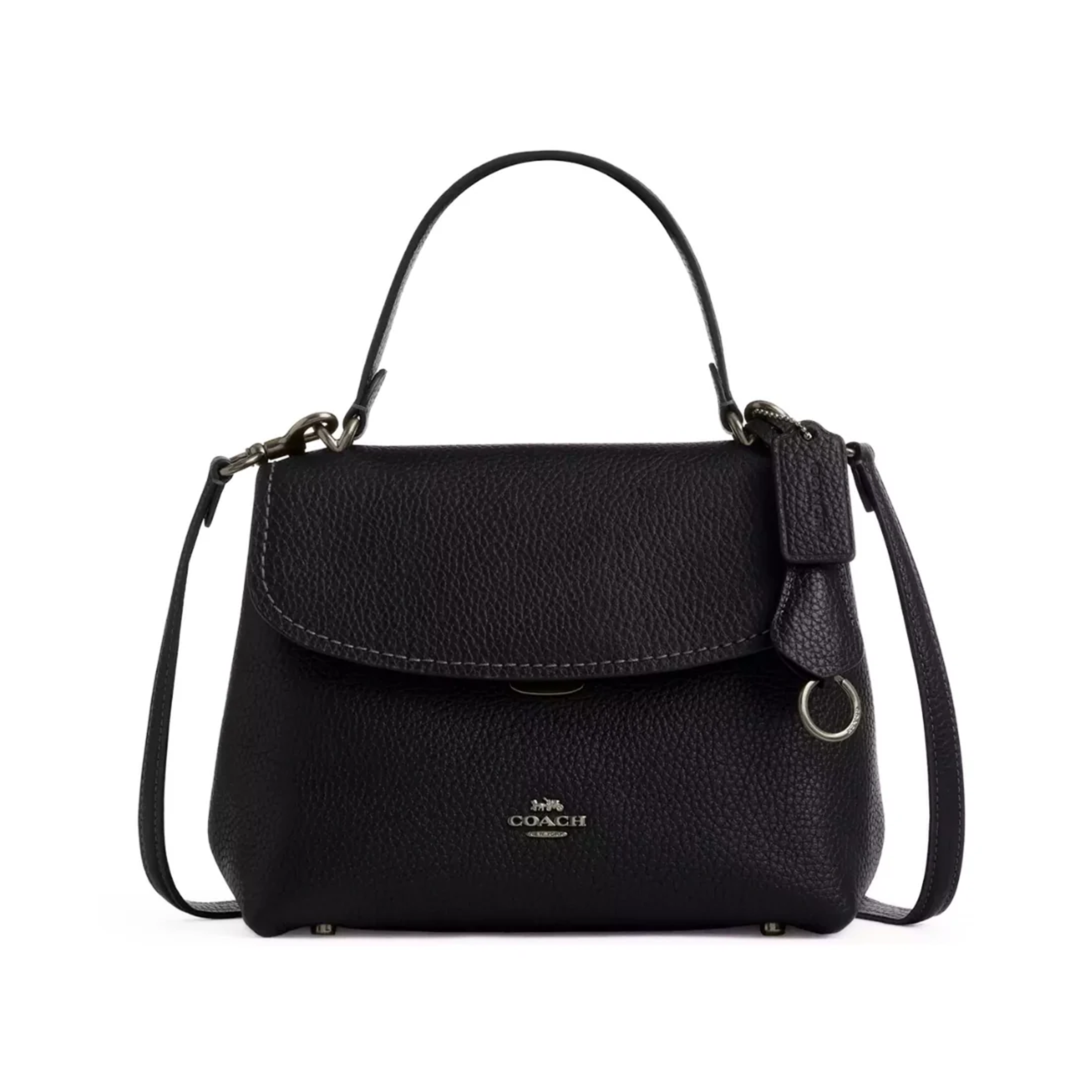 COACH Emory Top Handle Bag pebbled leather Gunmetal Black