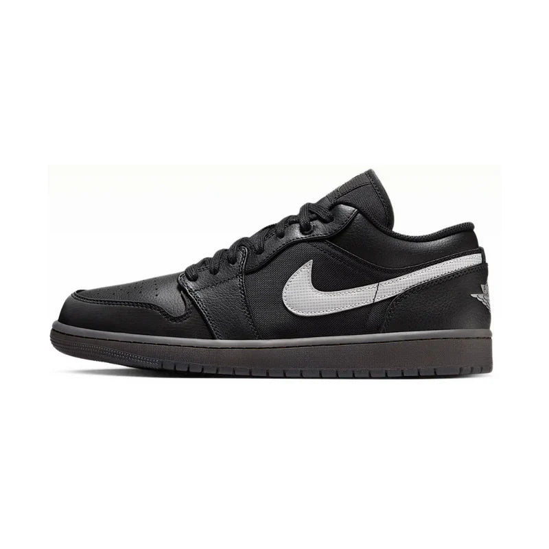 NIKE Air Jordan 1 Low Black White Dark Smoke Grey (REFLECTIVE SWOOSH)