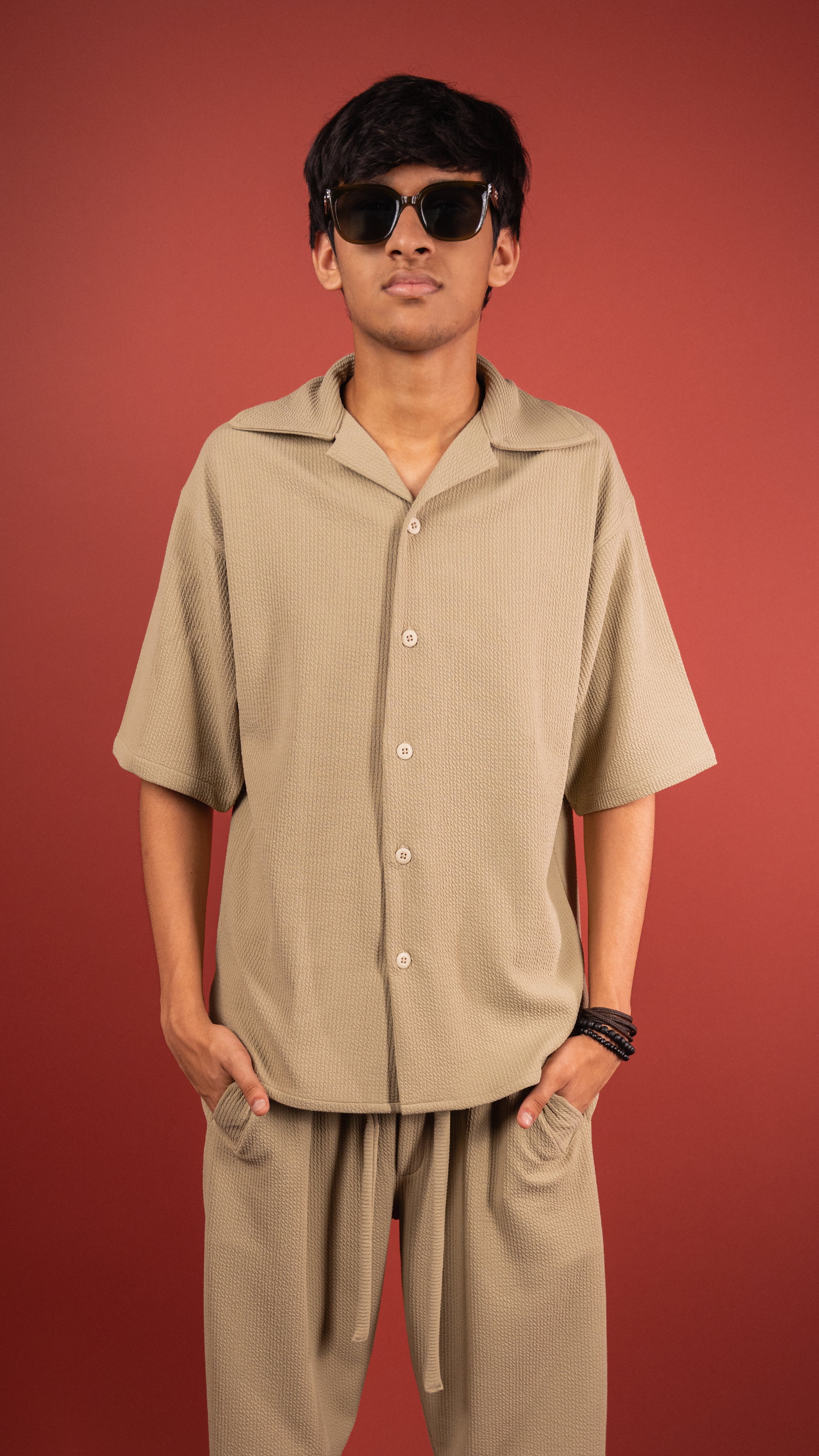 BEIGE CO-ORD SET MEN'S SHIRT