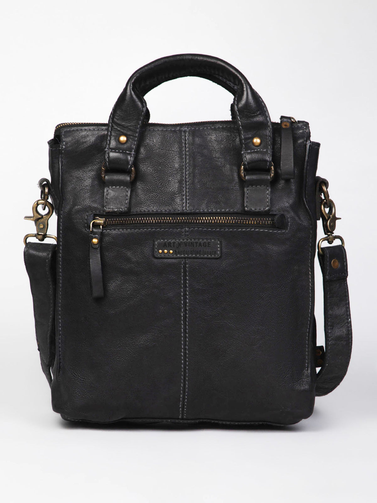 Gabriel :Cognac Veg Tanned Washed Leather Crossbody Bag by art n vintage