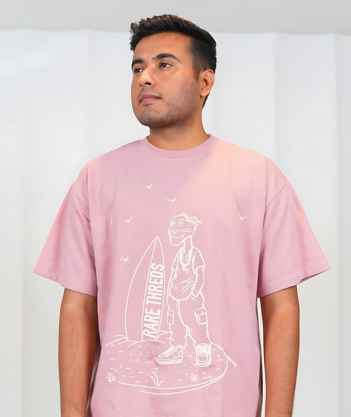 Pink Oversized Round Neck T-shirt