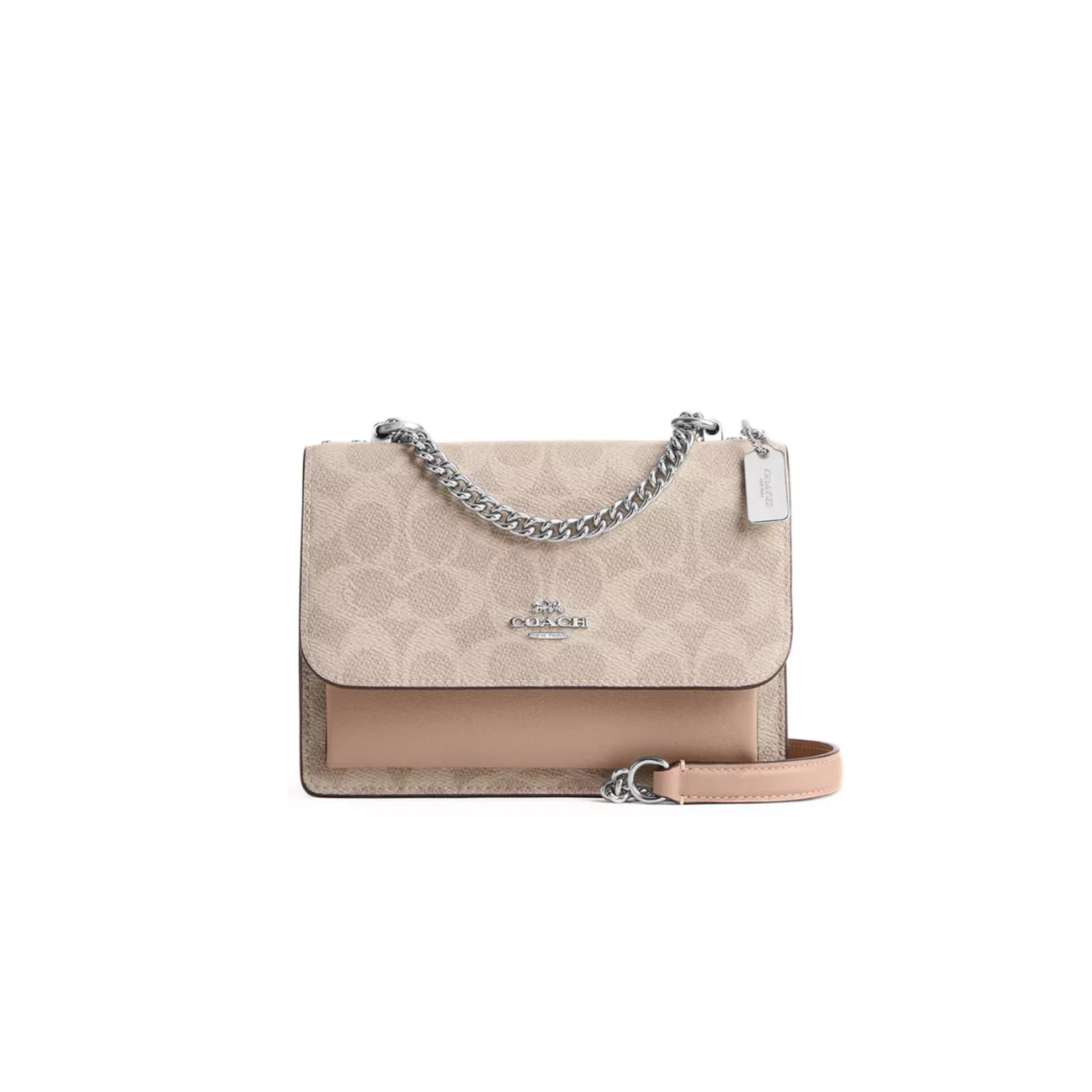 Coach Mini Klare Crossbody Bag In Signature Canvas Silver Sand Taupe