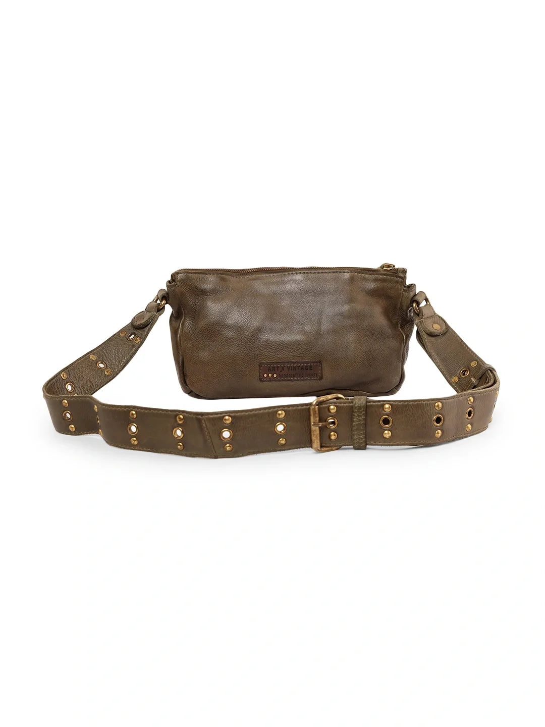 URBAN VOYAGER: OLIVE CROSSOVER SLING BAG BY ART N VINTAGE