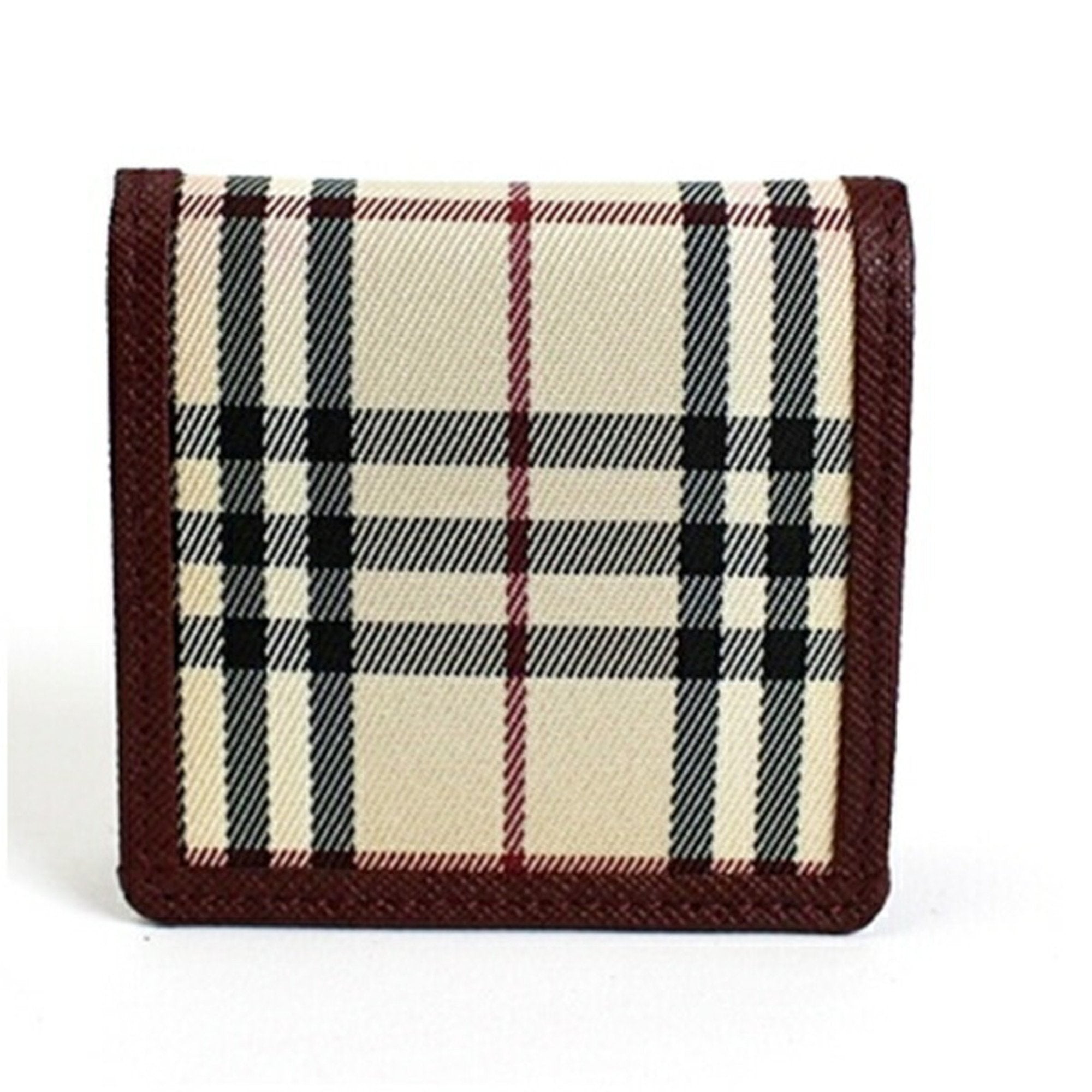 Burberry  Wine Canvas Leather Coin Purse/Coin Case (Pre-Owned)