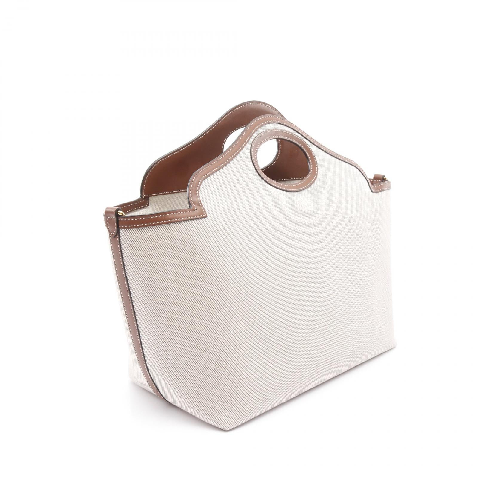Burberry Soft Pocket Tote Canvas Leather Bag
