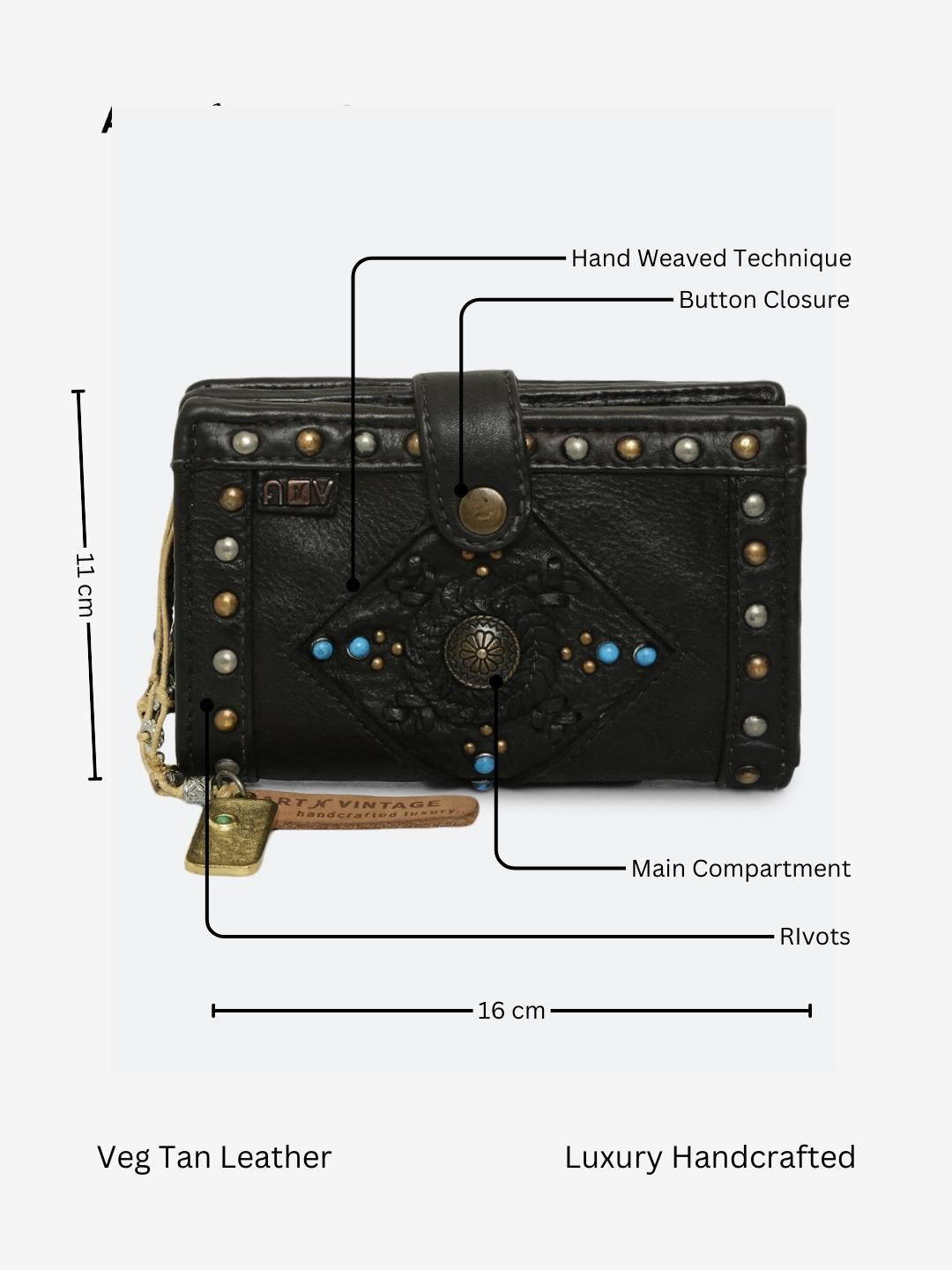 Lucca: Leather Studded Small Wallet