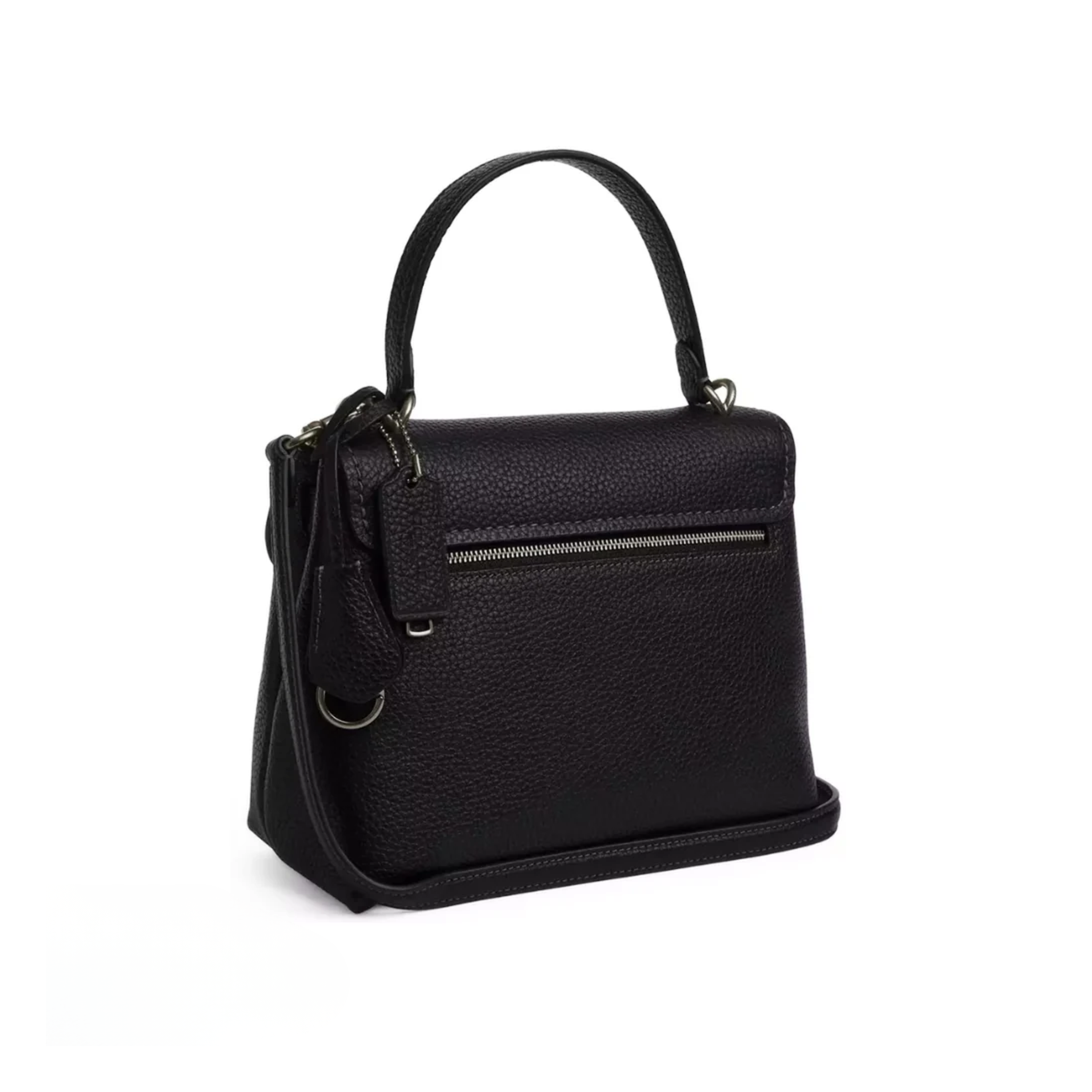 COACH Emory Top Handle Bag pebbled leather Gunmetal Black