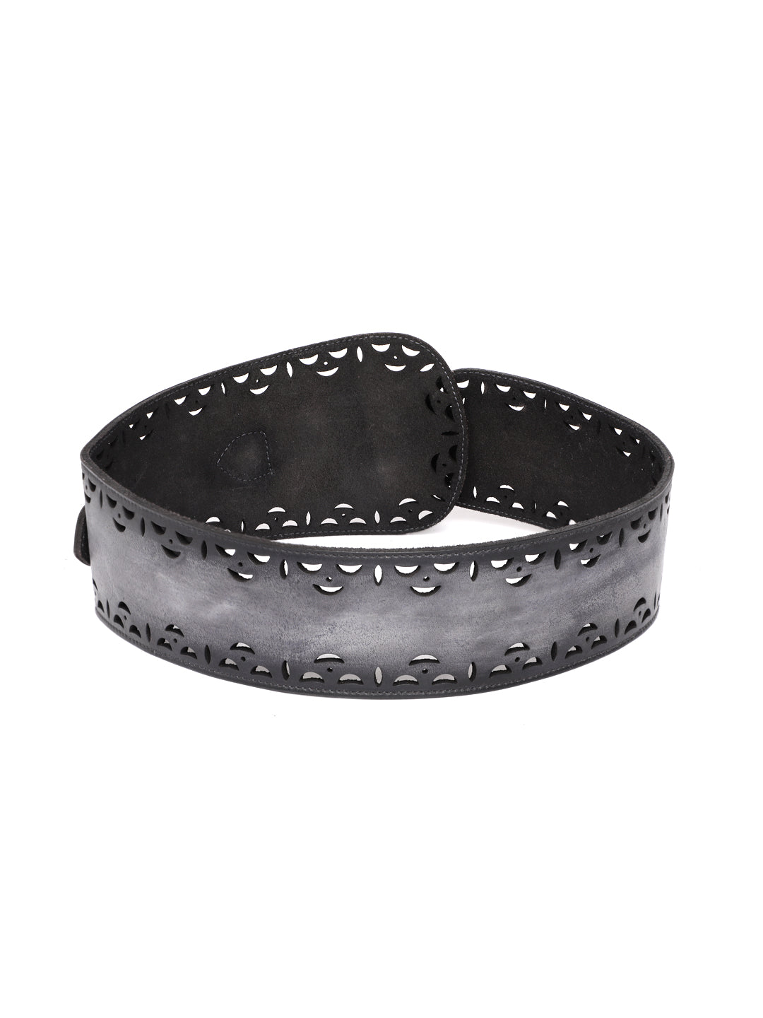 Washed Black Womens Genuine Leather Belt by Art N Vintage