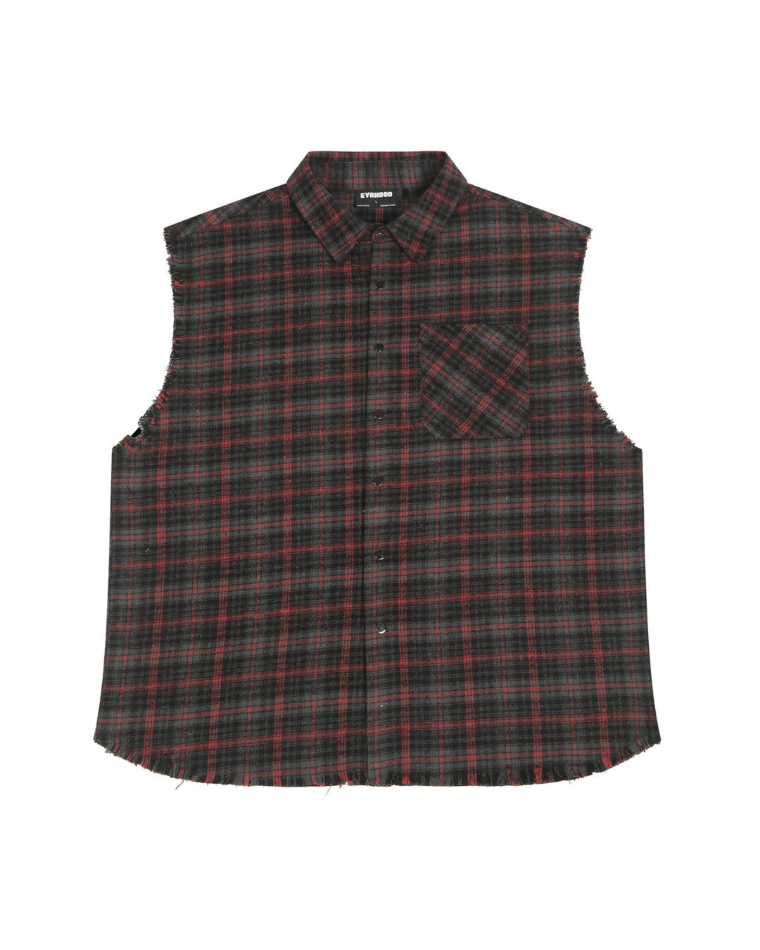 Shredded Checks - Bloodline Grid - Evrhood shredded sleeveless check shirt