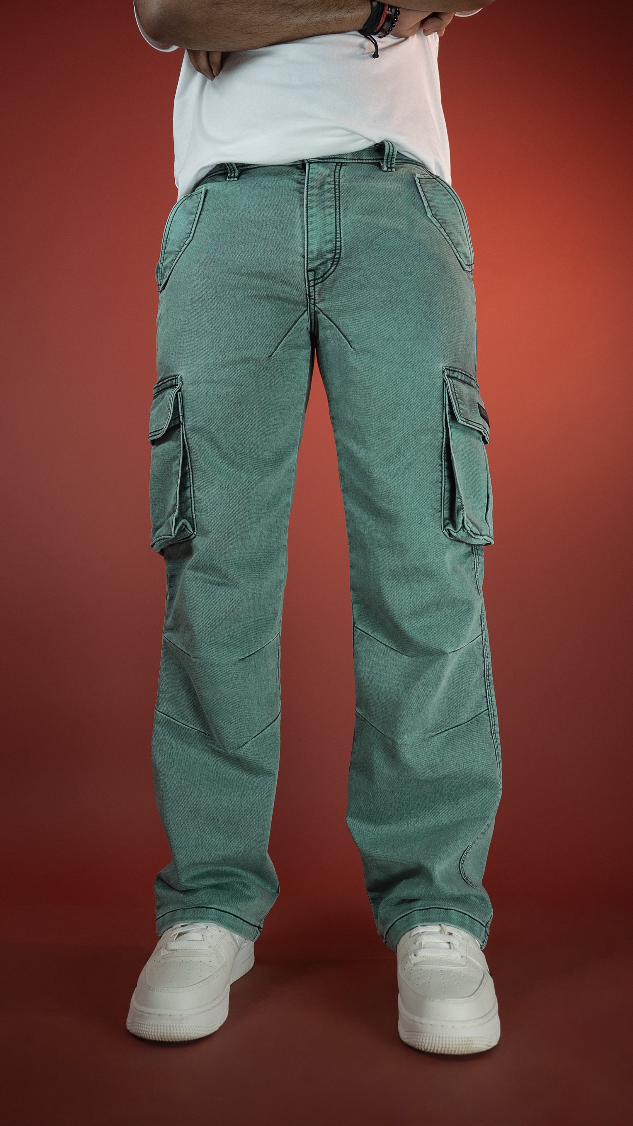 GREEN DENIM MEN'S CARGO