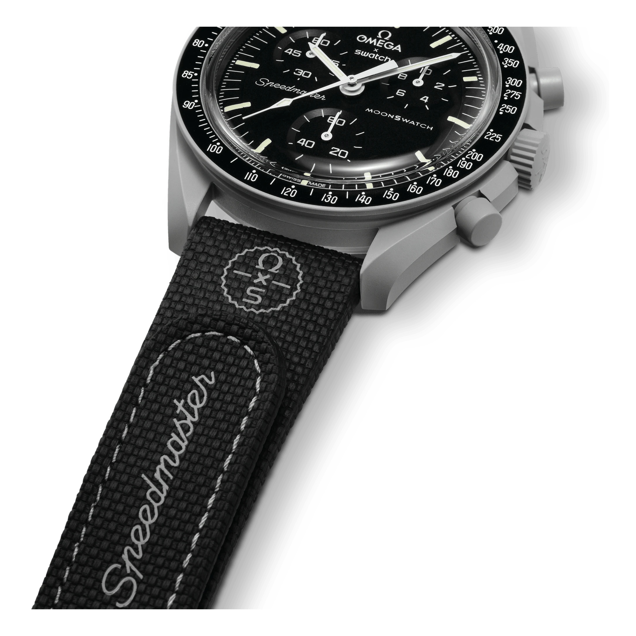 SWATCH X OMEGA BIOCERAMIC MOONSWATCH BLACK GREY STRAPS